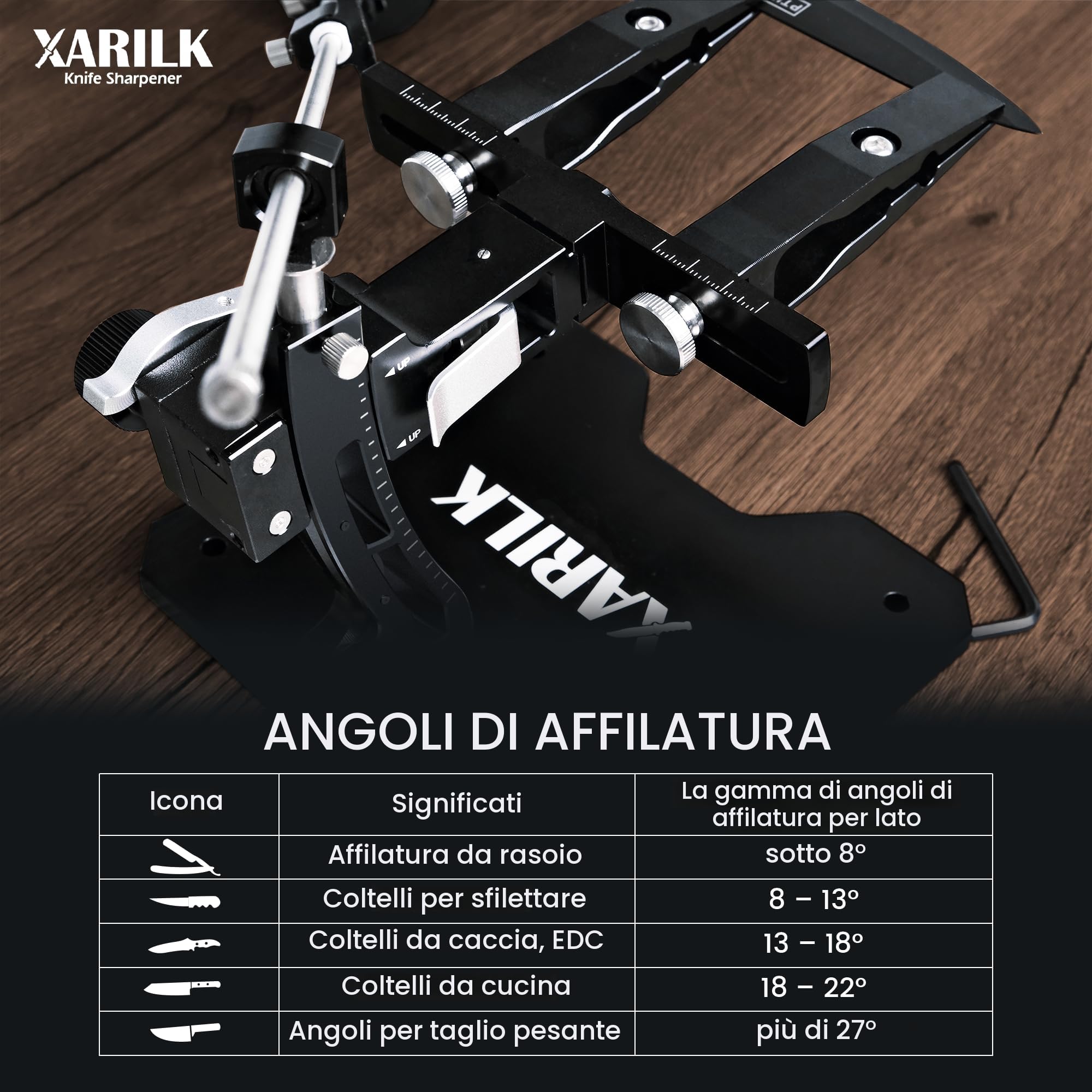 GEN3 - Sistema di affilatura guidato per coltelli, in alluminio, professionale, kit per affilare i coltelli W/3 piastre diamantate (320#, 800#, 2000#) per coltelli da caccia e da cucina
