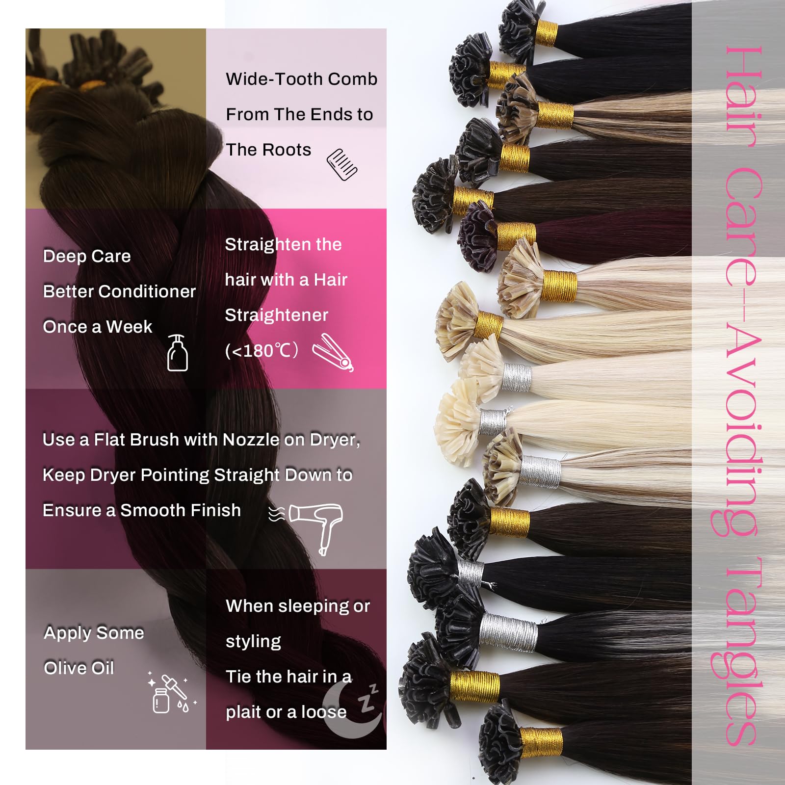 Moresoo U Tip Hair Extensions Real Human Hair 24 Inch Darkest Brown Hot Fusion Pre Bonded Hair Extensions Brown Remy Human for Women 1g/s 50g/Pack #2 - Image 4