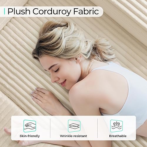 Miniatura 6 de LINSY HOME Sofá modular con diván de gran tamaño, sofás seccionales de pana de felpa para sala de estar, dormitorio, sofá sin hueso en forma de L,