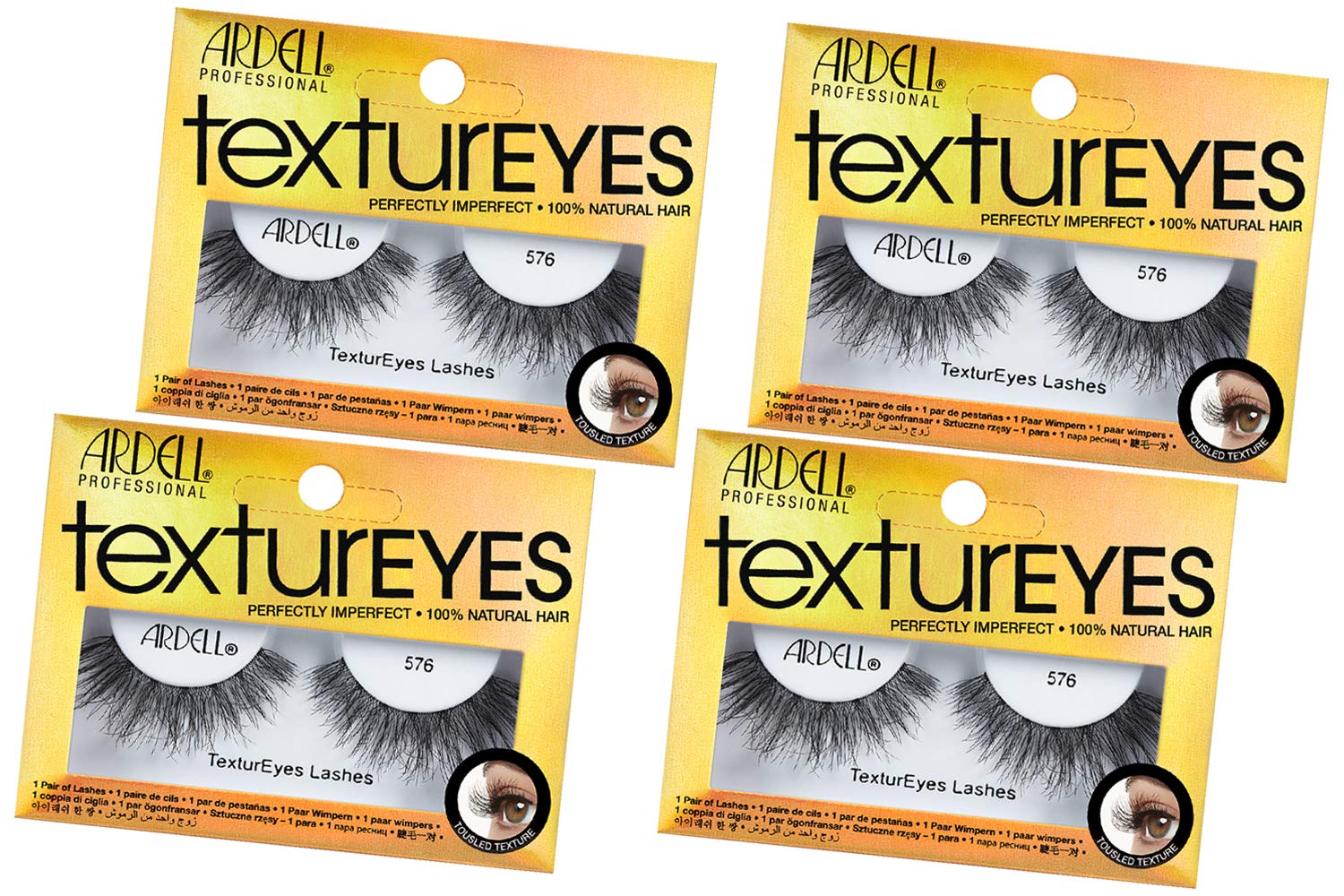 ArdellTexturEyes False Strip Lashes #576, 4 Pack