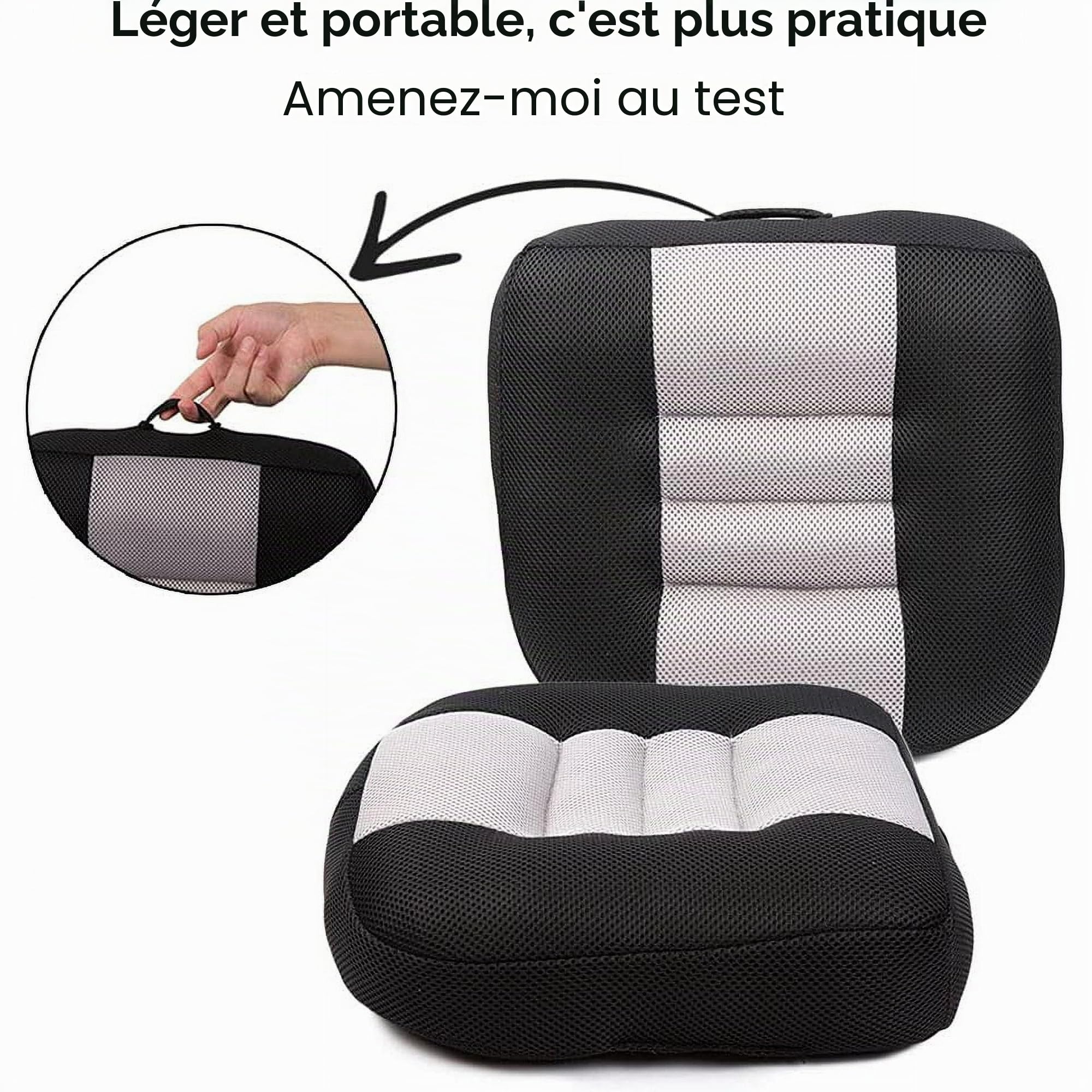 Coussin rehausseur de voiture portable 12 cm, design antidérapant pour conducteur, passagers et enfants, idéal pour augmenter la hauteur dans le siège de conduite