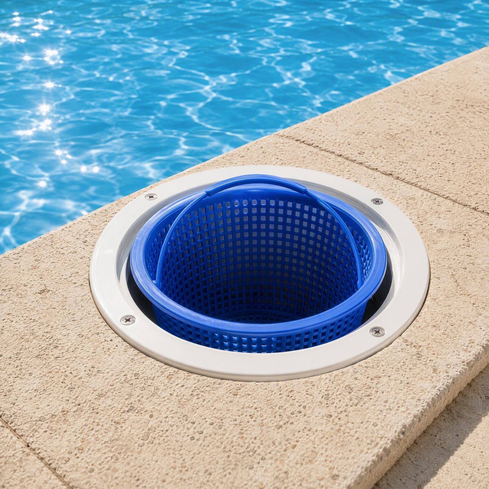 POPETPOP 2 Paniers Skimmer Piscine, Filtre Anti Débris avec Anse | plastique robuste, protège la pompe, capture feuilles et insectes, facile à vider, taille universelle