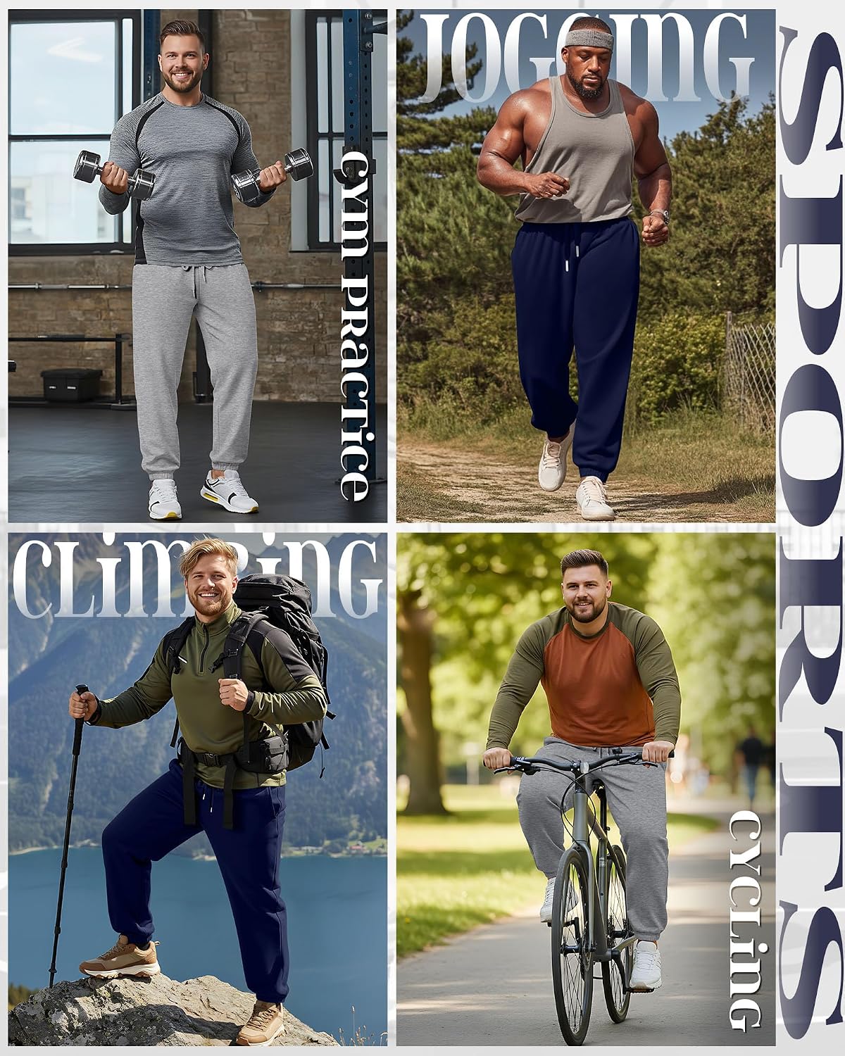 August Alley 3 Pack Big and Tall Sweatpants for Men Athletic Workout Jogger Lounge Pants with Pockets and Drawstring