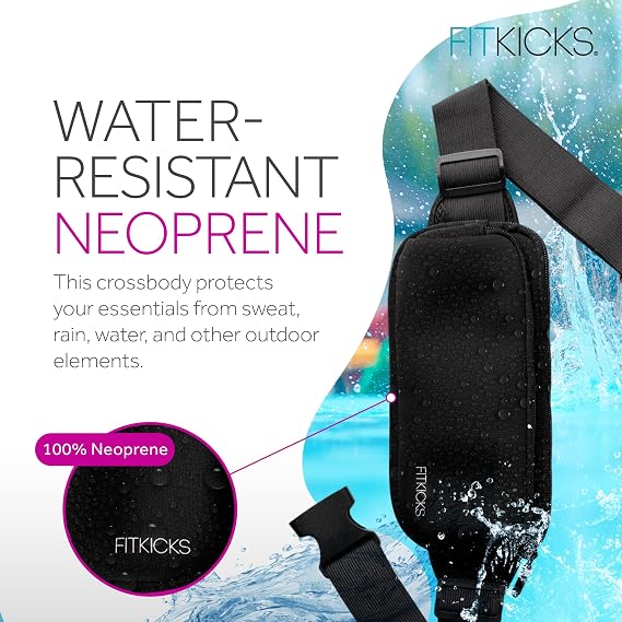 FITKICKS Fitzip Belt Bag and Crossbody Fanny Pack, Waist Pouch with Adjustable Strap - Black