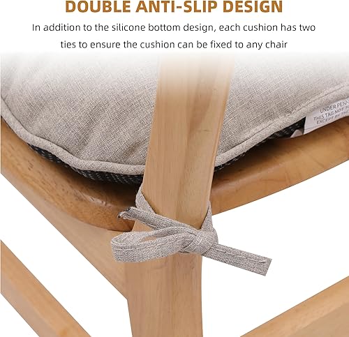 Miniatura 3 de RACE LEAF Paquete de 4 cojines caqui para silla, cojines de asiento interiores de 15.5 x 15.5 pulgadas, almohadillas de espuma viscoelástica