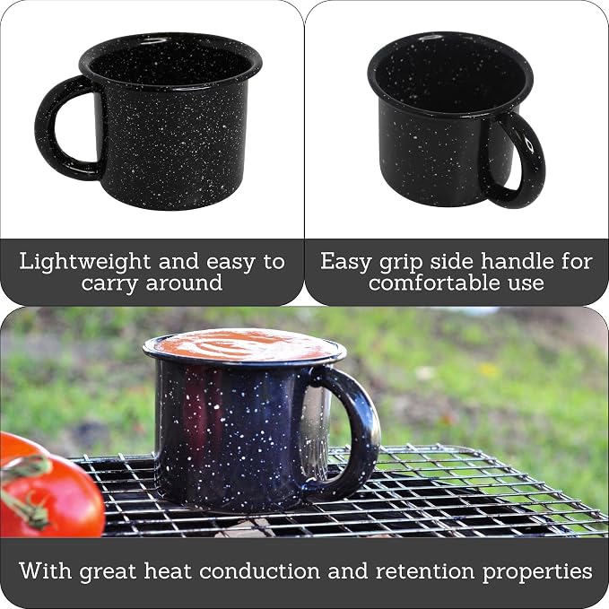 Taza esmaltada Mirro 12 oz negra miniatura 3
