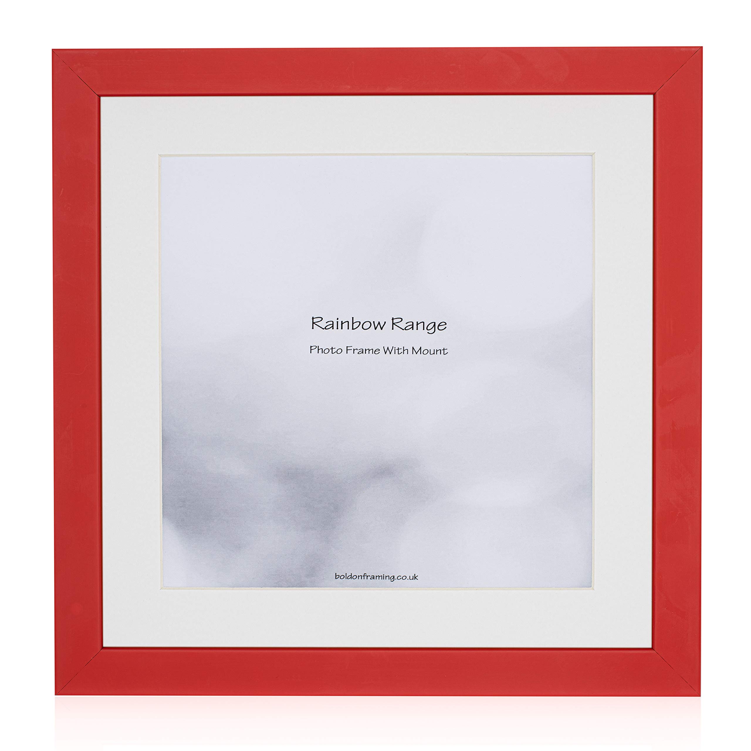 Boldon Framing Red - Square Thin Photo Frame In Solid Wood With White Wall Mount, 50X40cm For Pic 40X30cm