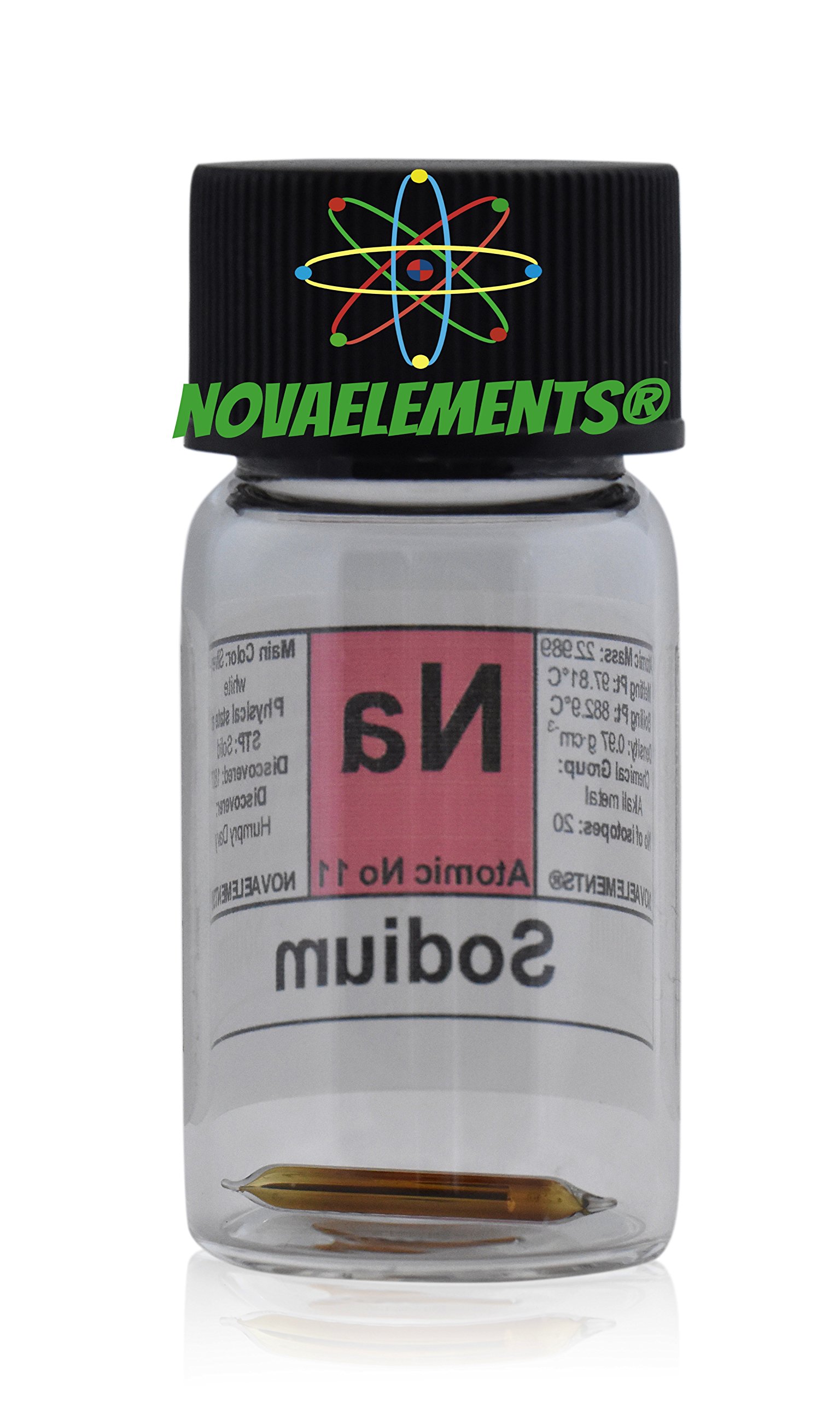 Element 11 Na Metal Sodium, 20 milligrams Under Argon in Mini ampoule and Labeled Glass ampoule