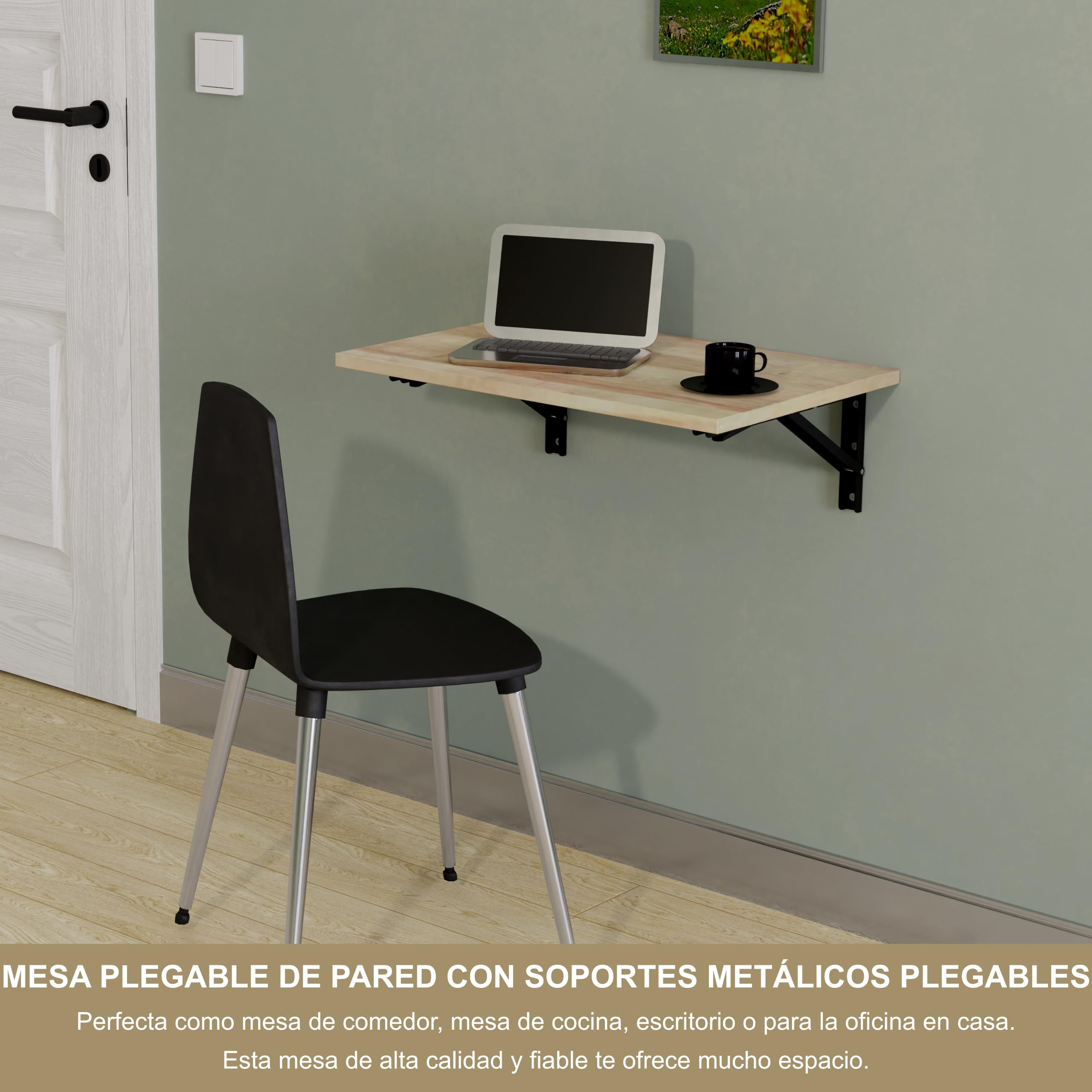 KDR Mesa plegable de pared de 60 x 40 cm, mesa plegable para montaje en pared, mesa de pared que ahorra espacio, mesa de comedor, escritorio y mesa de cocina, ideal para espacios pequeños y oficina en