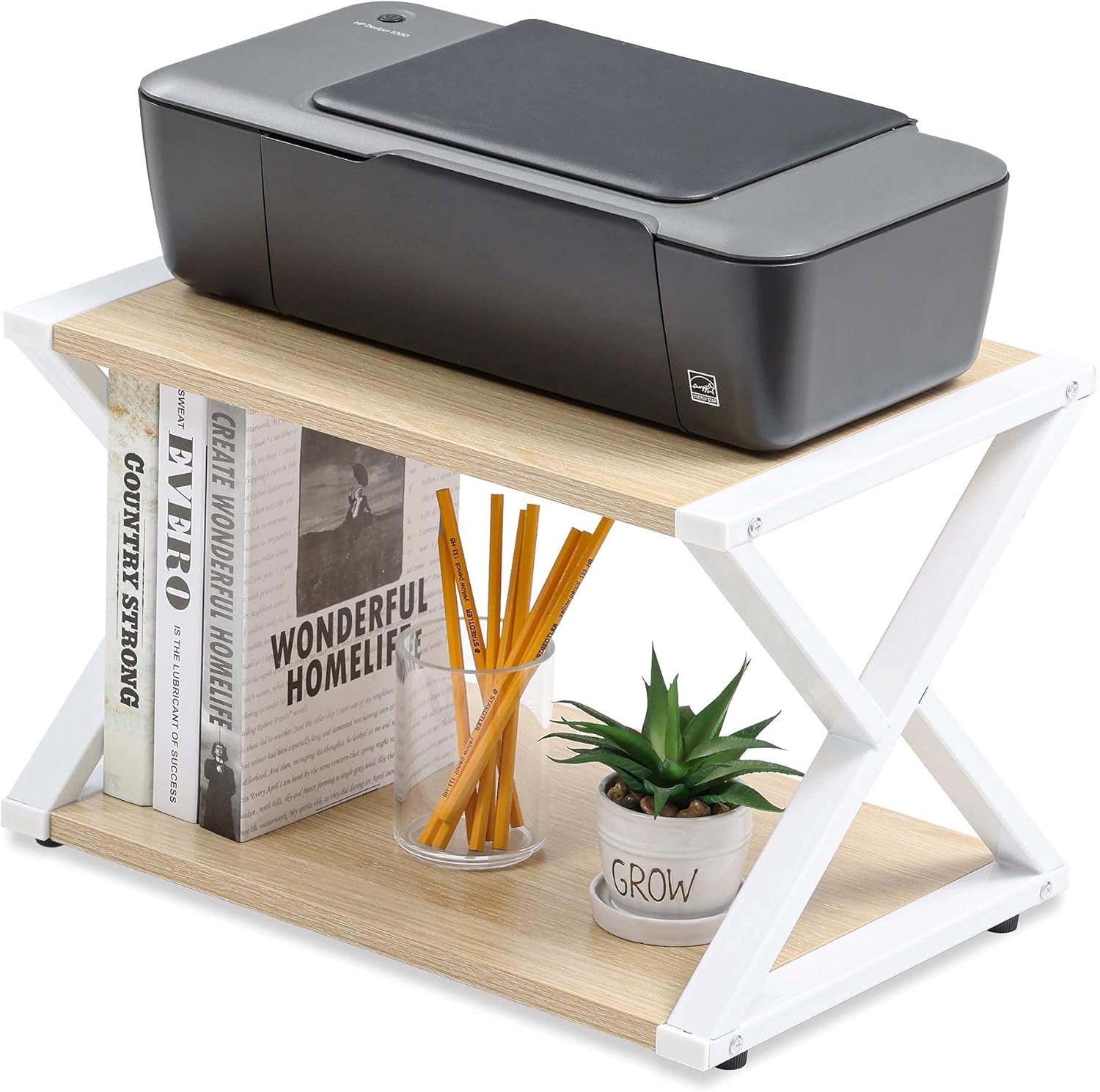 FITUEYES Desktop Printer Stand, 2Tier Wood Desk Organizer