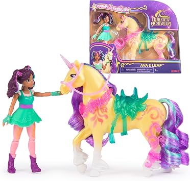 Unicorn Academy, Ava & Leaf Power of Friendship Set with Translucent Saddle & 2 Power Accessories, Dolls & Unicorn Toys for Girls Ages 4 and up