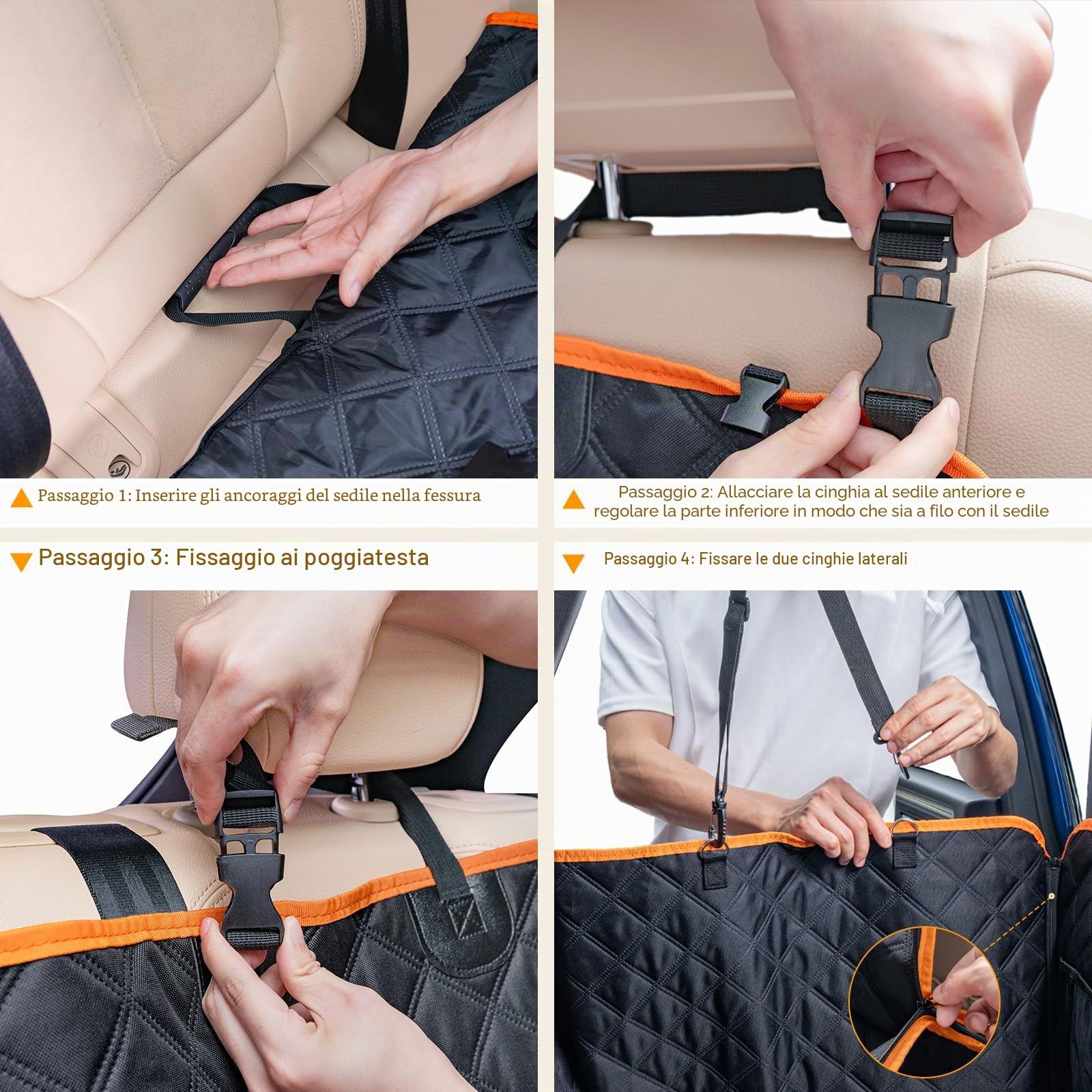 Pecute Coprisedile Auto Cani Posteriore, Estensione del Sedile Posteriore per Cani, Coprisedile per Auto per Cani con Fondo Rigido, Amaca per Cani per Lettino da Viaggio per Auto,per Auto, Camion, SUV