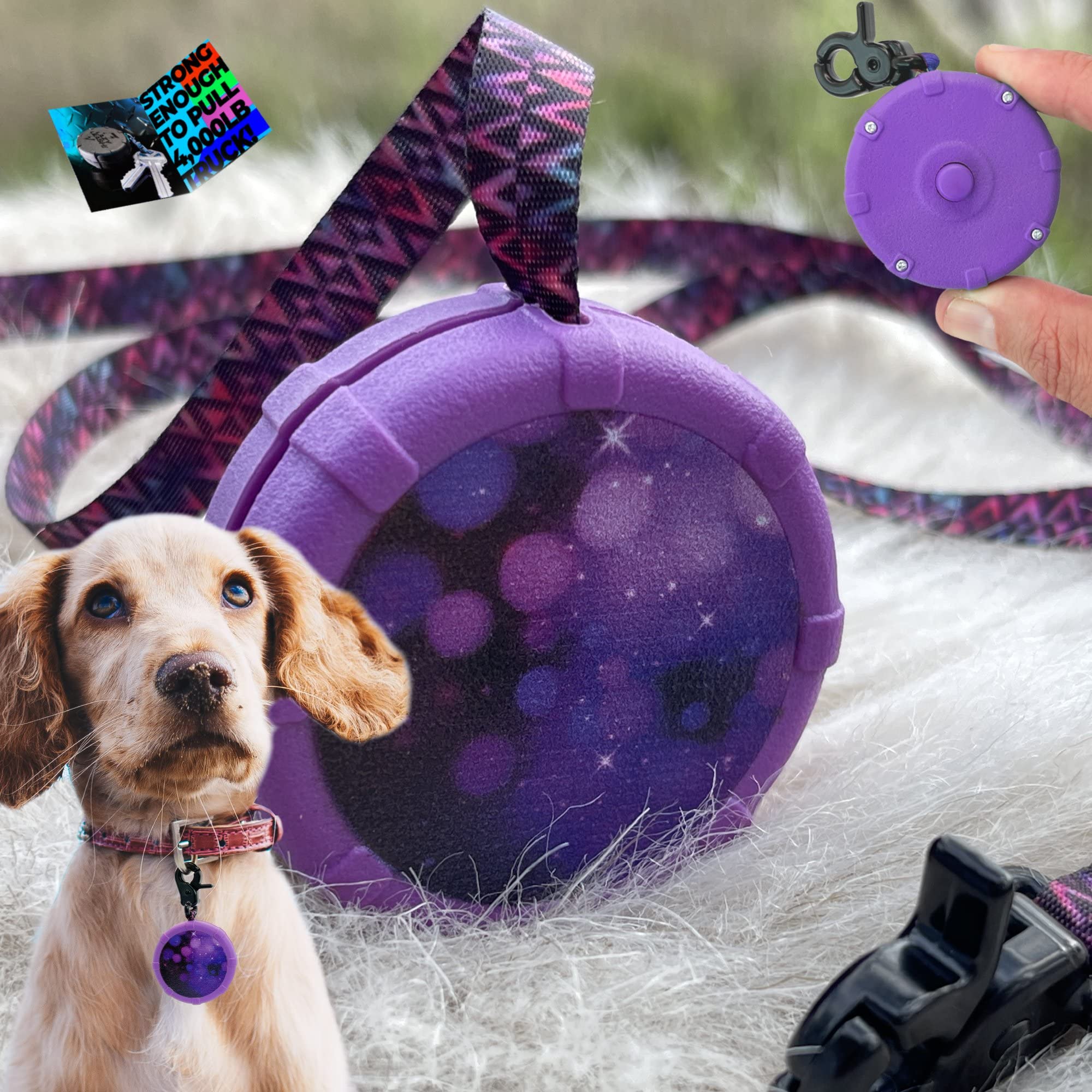Purple Universe Mini Adjustable Dog Leash for Hiking & Training. 40