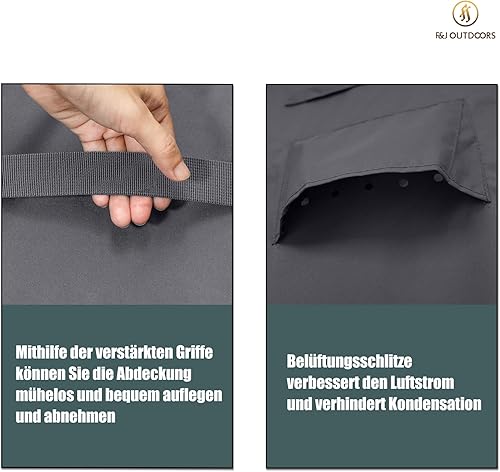 Miniatura 5 de F&J Outdoors Cubierta de mesa de patio, cubierta de mesa mediana para exteriores, 74 x 44 x 27.5 pulgadas, cubierta de tela ecológica para muebles,