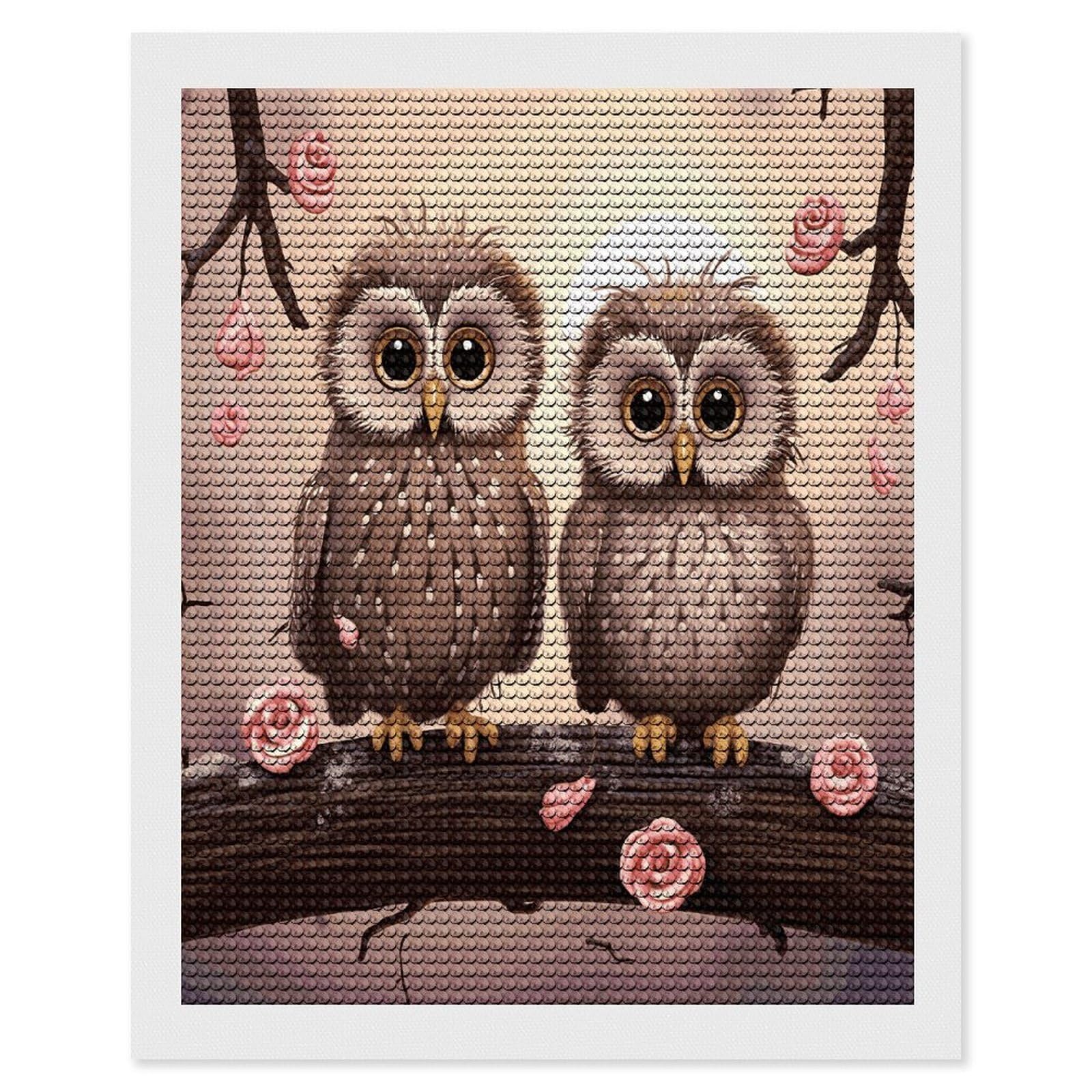 Cute Owls Diamond Art Kits for Adult Round Full Drill Diamond Dots Paintings for Beginner Picture Art DIY Diamond Painting Kits 5D Diamond Art Painting for Home Wall Decor 16"x20"