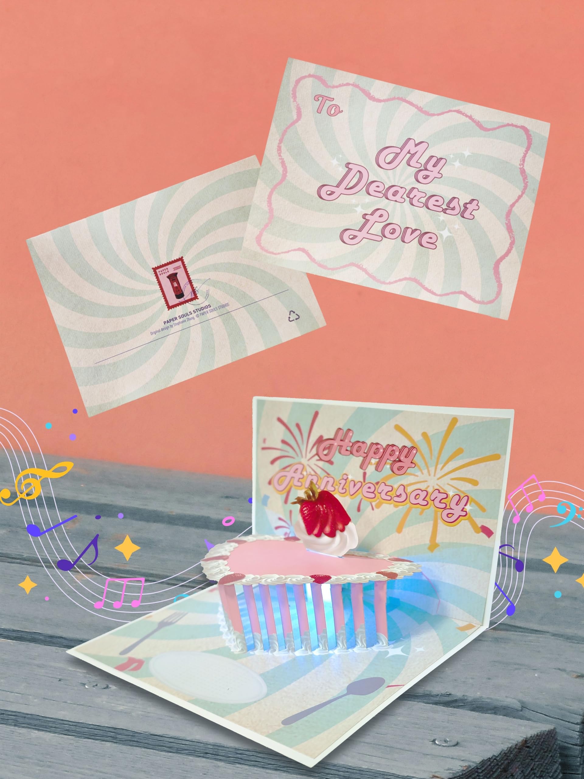 Herz Pop Up Jubiläumskarte 3D Kuchen Design