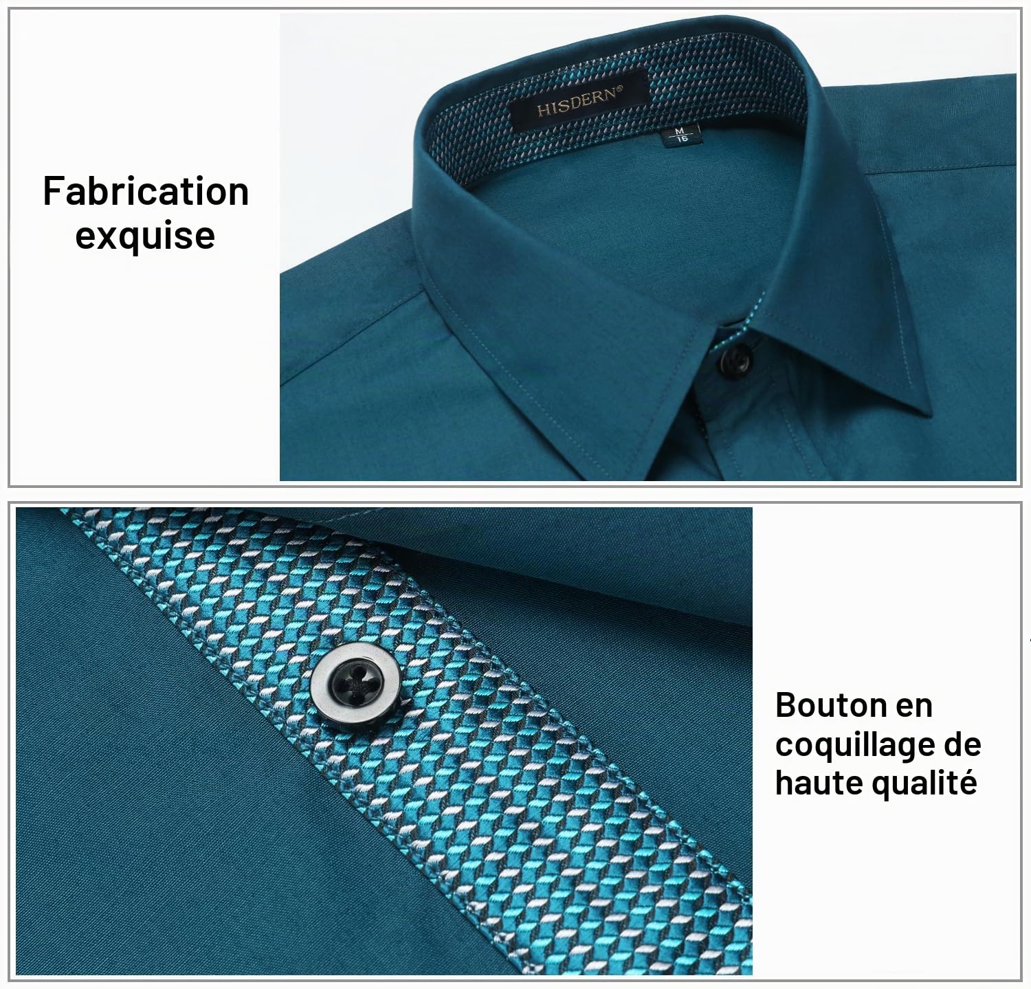 HISDERN Chemise Formelle pour Hommes décontractée à Manches Longues Chemises habillées Classiques boutonnées