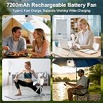Portable Camping Ceiling Fan, LED Hanging Tent Fan With Remote&Timer, 7200mAh Rechargeable Battery&Storage Bag, 360° Adjustable Head, 4 Speeds&Brightness for Tent,Camping,RV,Travel,BBQ,Fishing