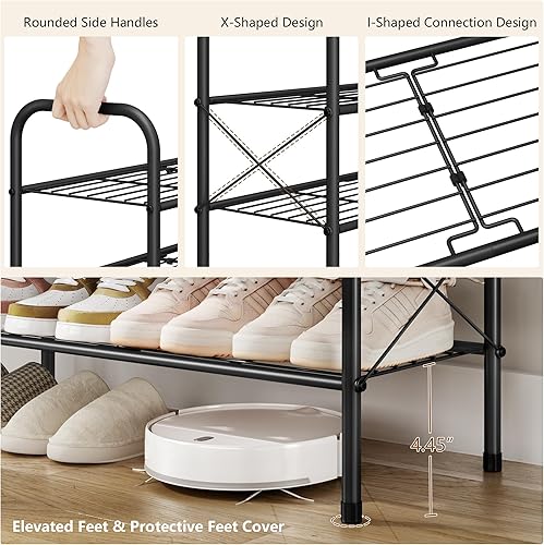 Miniatura 7 de Hoctieon Zapatero de malla de 5 niveles, estante para zapatos de entrada, organizador de almacenamiento de zapatos, zapatero para armario, ahorro de