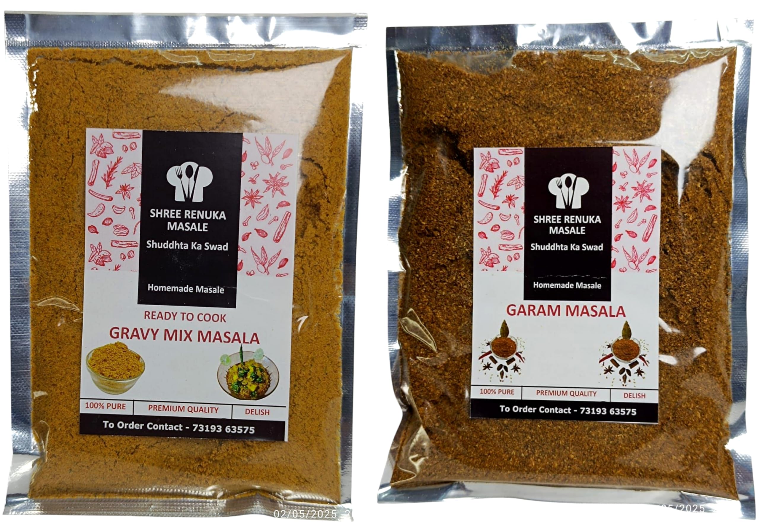 - Shree Renuka Masale Gravy Mix Masala for all types of vegetables/Paneer- 50gm & Special Hand Picked and Home Made Garam Masala Powder, 100gm | Combo