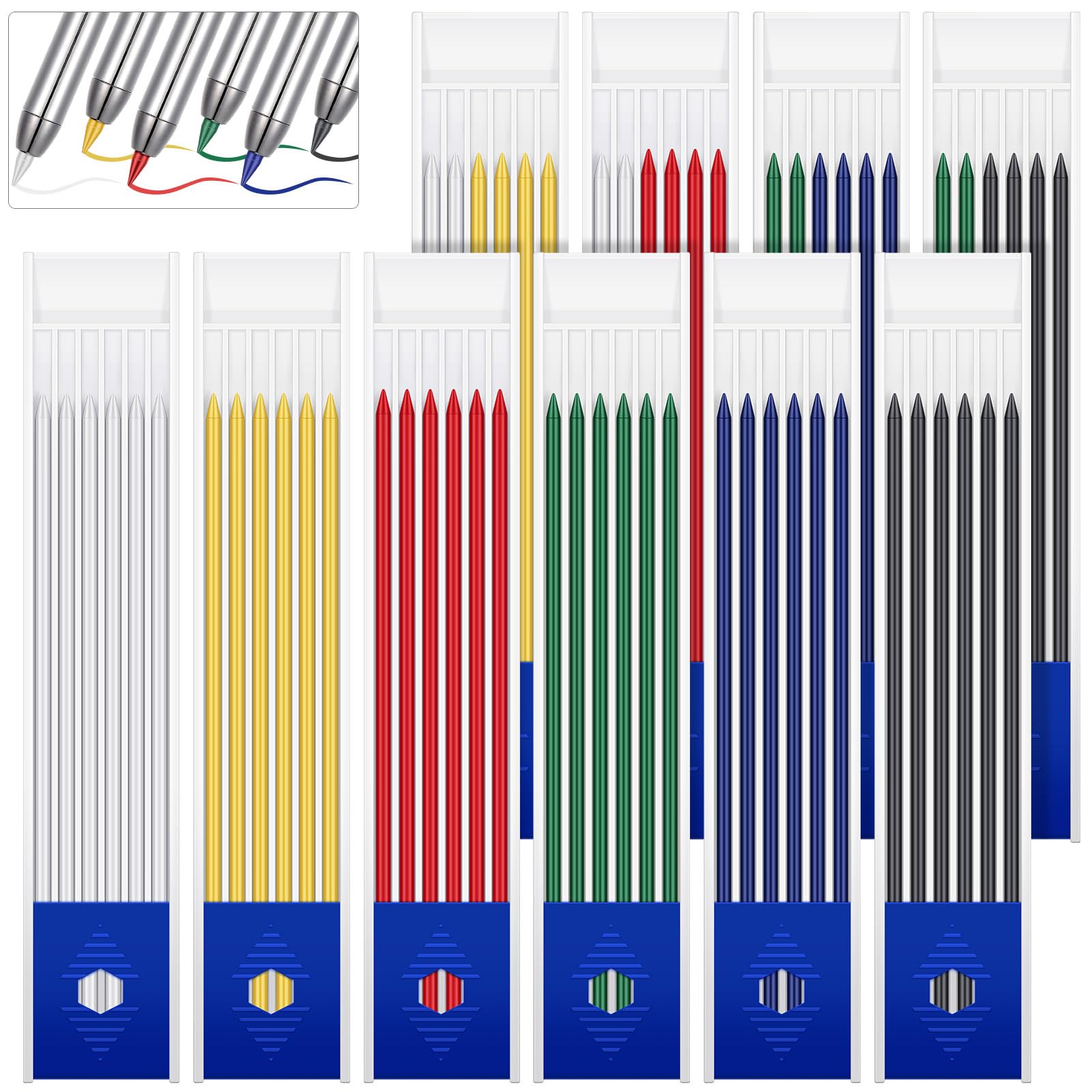 Spakon 60 Pcs 2.8mm Carpenter Pencil Refills Lead, Multicolor