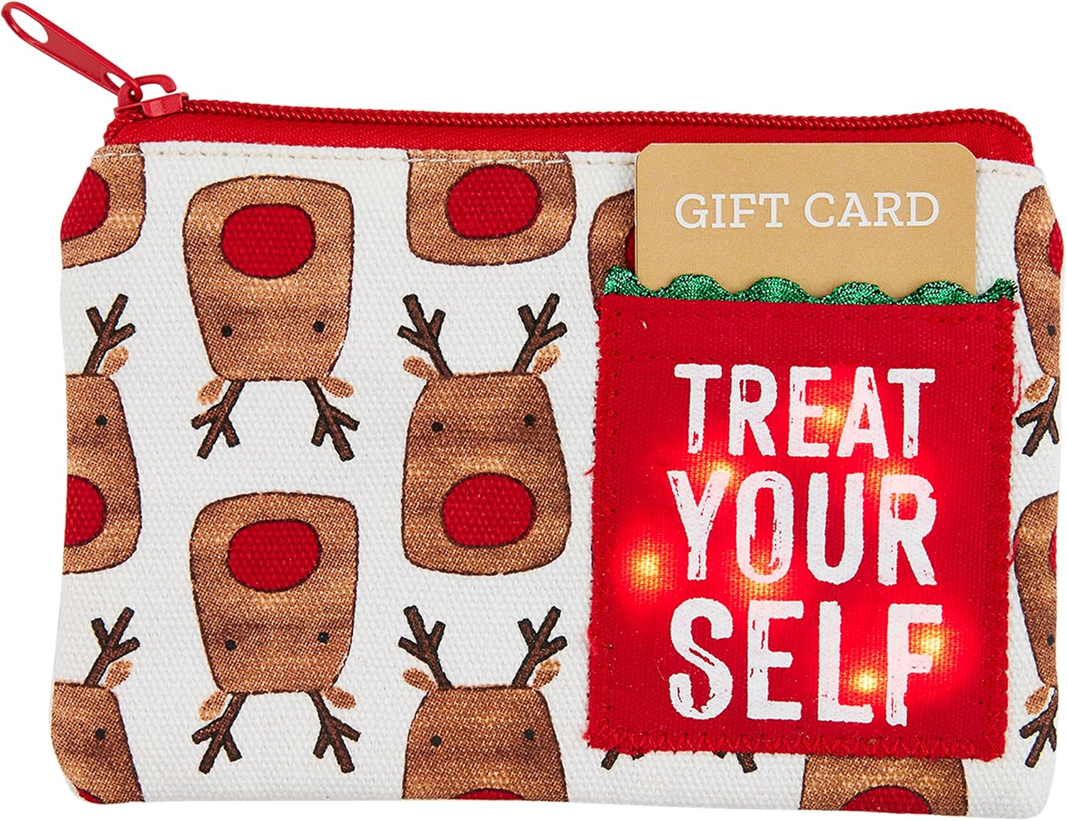 Mud Pie Light Up Christmas Pouch, Reindeer, 4" x 6"
