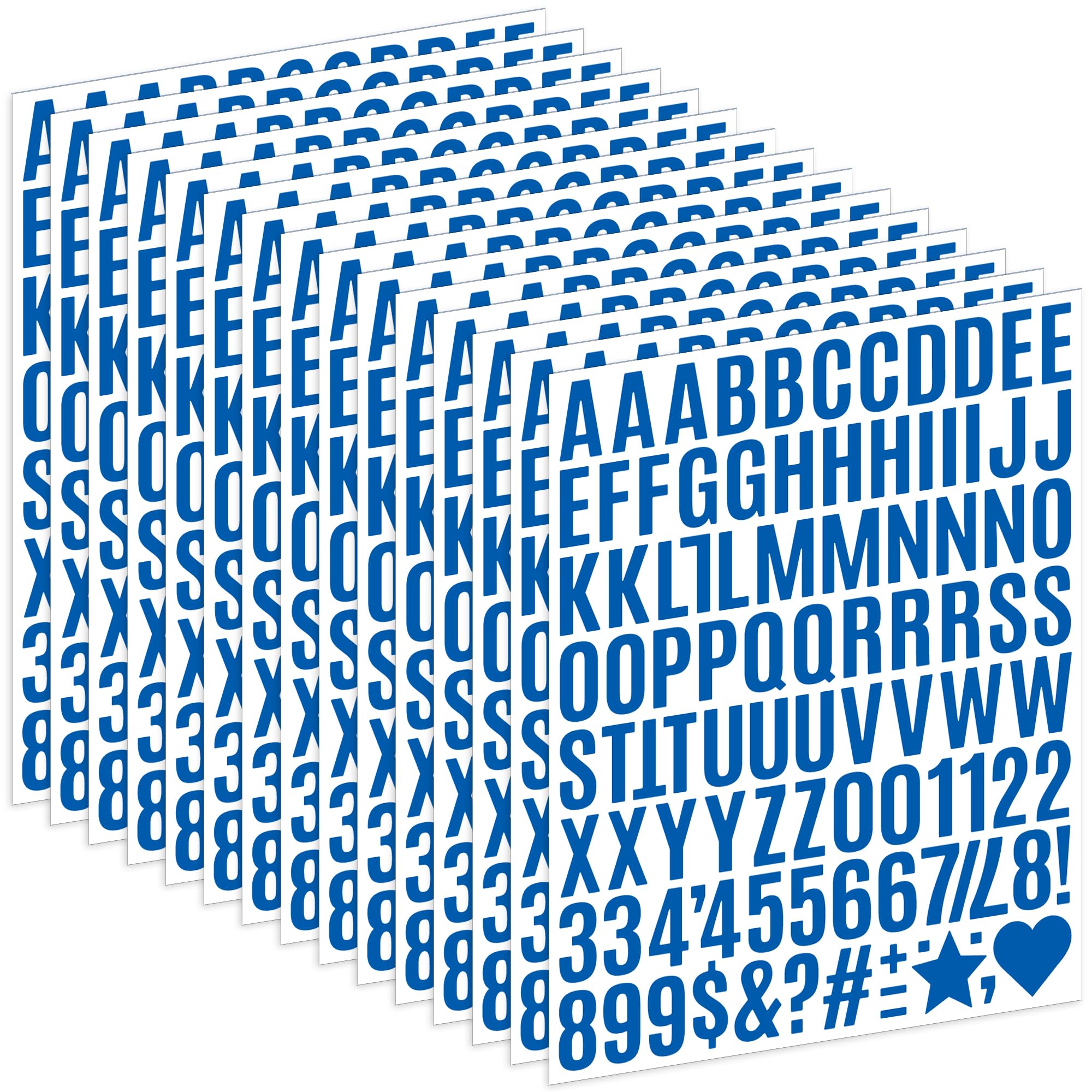 Sondeng Blue 1470Pcs Letter Stickers Alphabet Stickers 15 Sheets Vinyl Small 1 Inch Mailbox Numbers Self Adhesive,Stick On Letters For Water Bottles Scrapbook Cup Craft Sign Classroom Number (,1Inch)