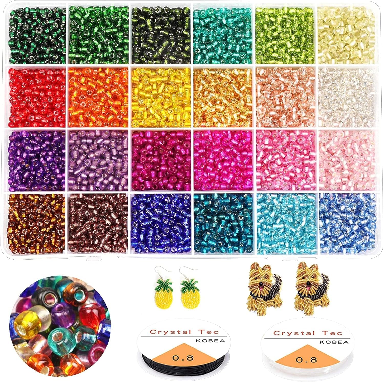 Prettme 4mm 6/0 Colorful Glass Seed Beads, 3360 Pcs Pony Small Craft Beads for Bracelet Making, Jewellery Making, Friendship Bracelets, Necklaces, Earrings