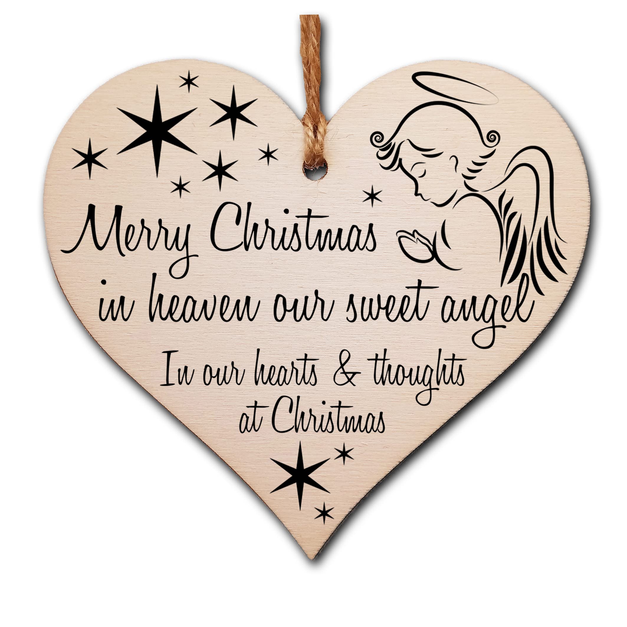 Gift In Can Light And Dark Wood Tones Handmade Christmas Hanging Wooden Heart Plaque Decoration Gift To Remember Lost Loved Ones Festive Bauble