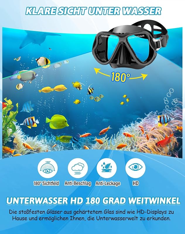 Zenoplige 3 az 1-ben snorkel szett felnőtteknek, páramentes maszk, száraz légzőcső és úszólábak