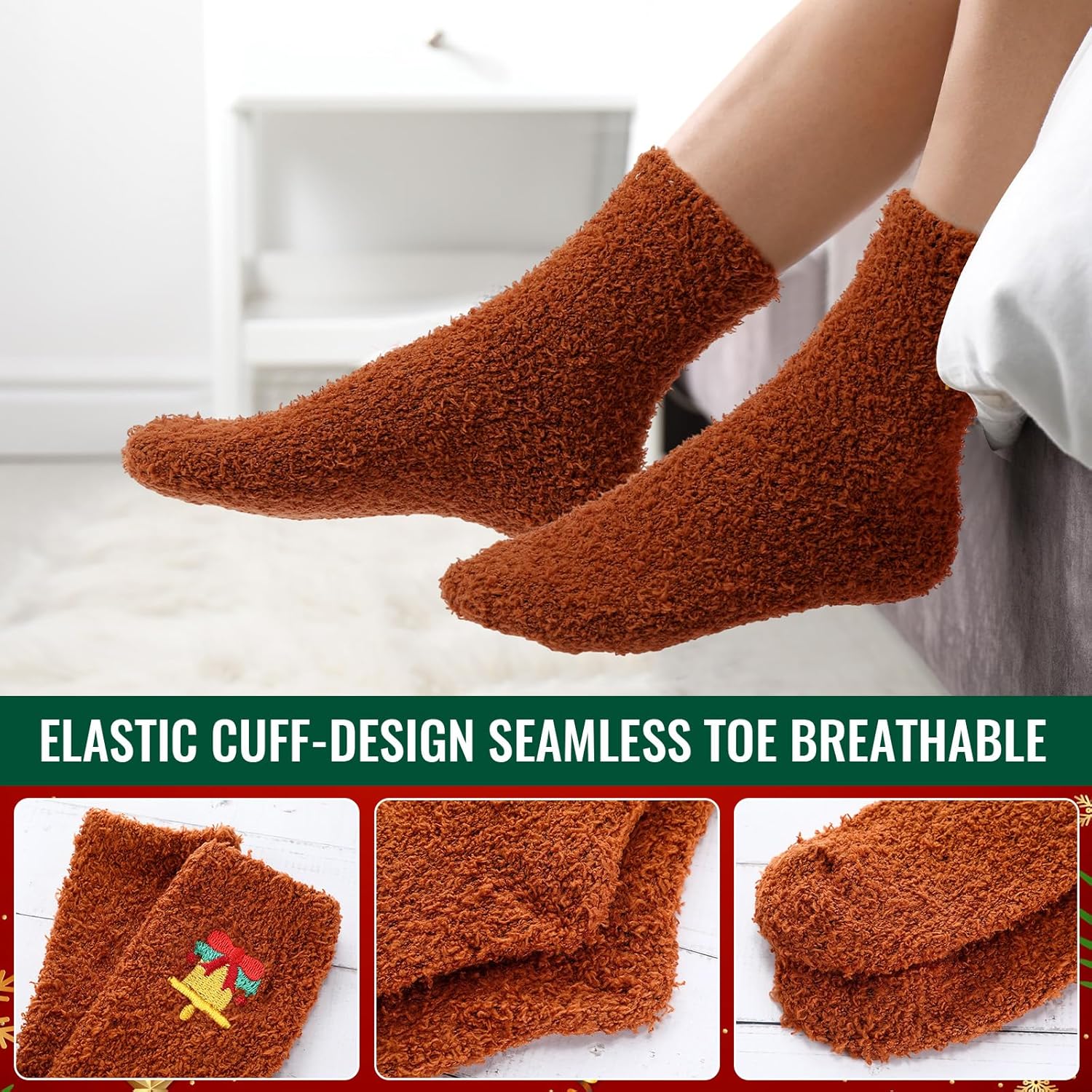Cuffbow 20 Pairs Fuzzy Slipper Socks Fluffy Soft Plush Socks Warm Gift for Womens Fall Thanksgiving Winter Christmas - Image 5