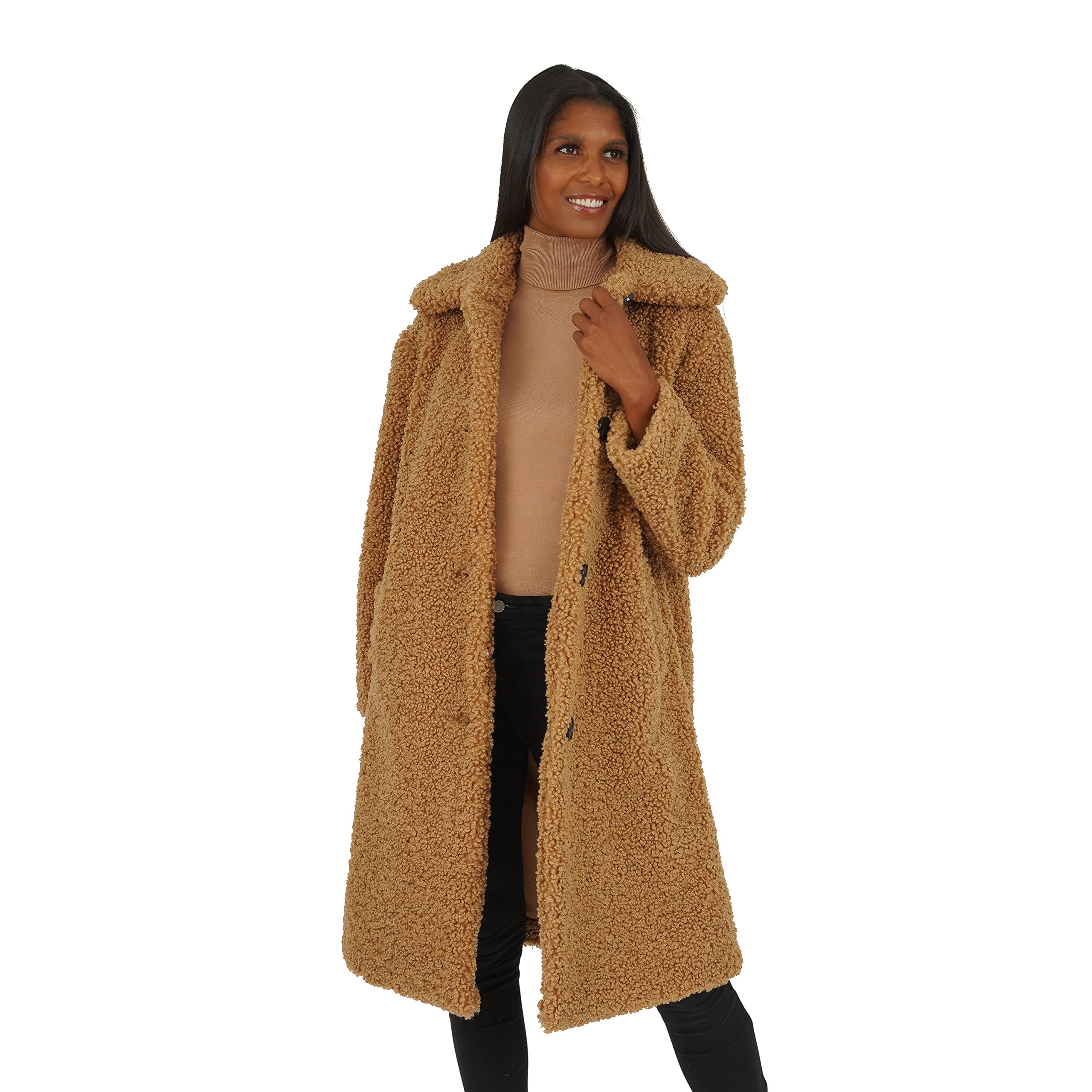 kensie Women's Faux Fur Single Breasted Long Length Coat-picture-13
