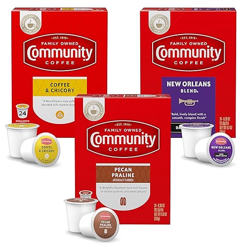 Community Coffee Flavors of New Orleans - Paquete variado de 72 cápsulas de café, tostado medio a oscuro, compatible con cafeteras Keurig 2.0 K-Cup,