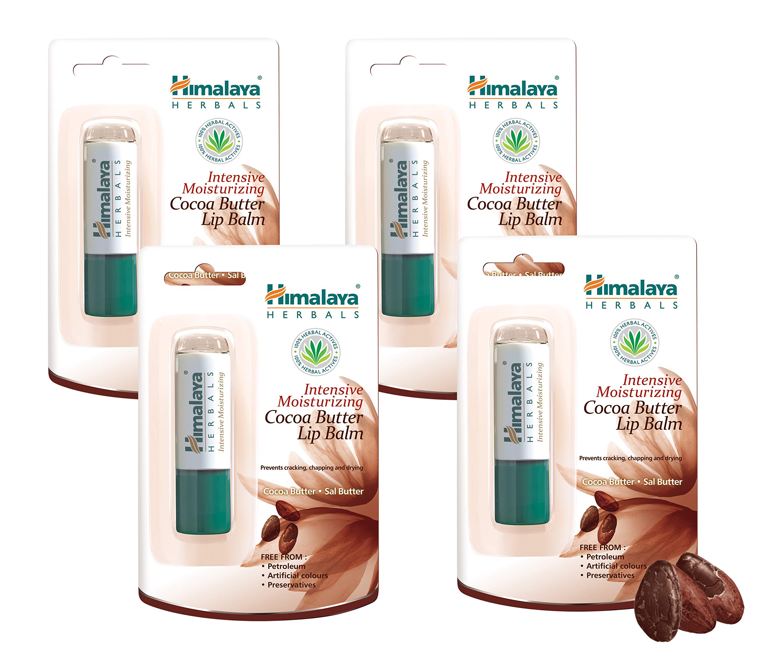Intensive Moisturizing Cocoa Butter Lip Balm for Dry, Chapped Lips, 0.16 oz, 4 pack