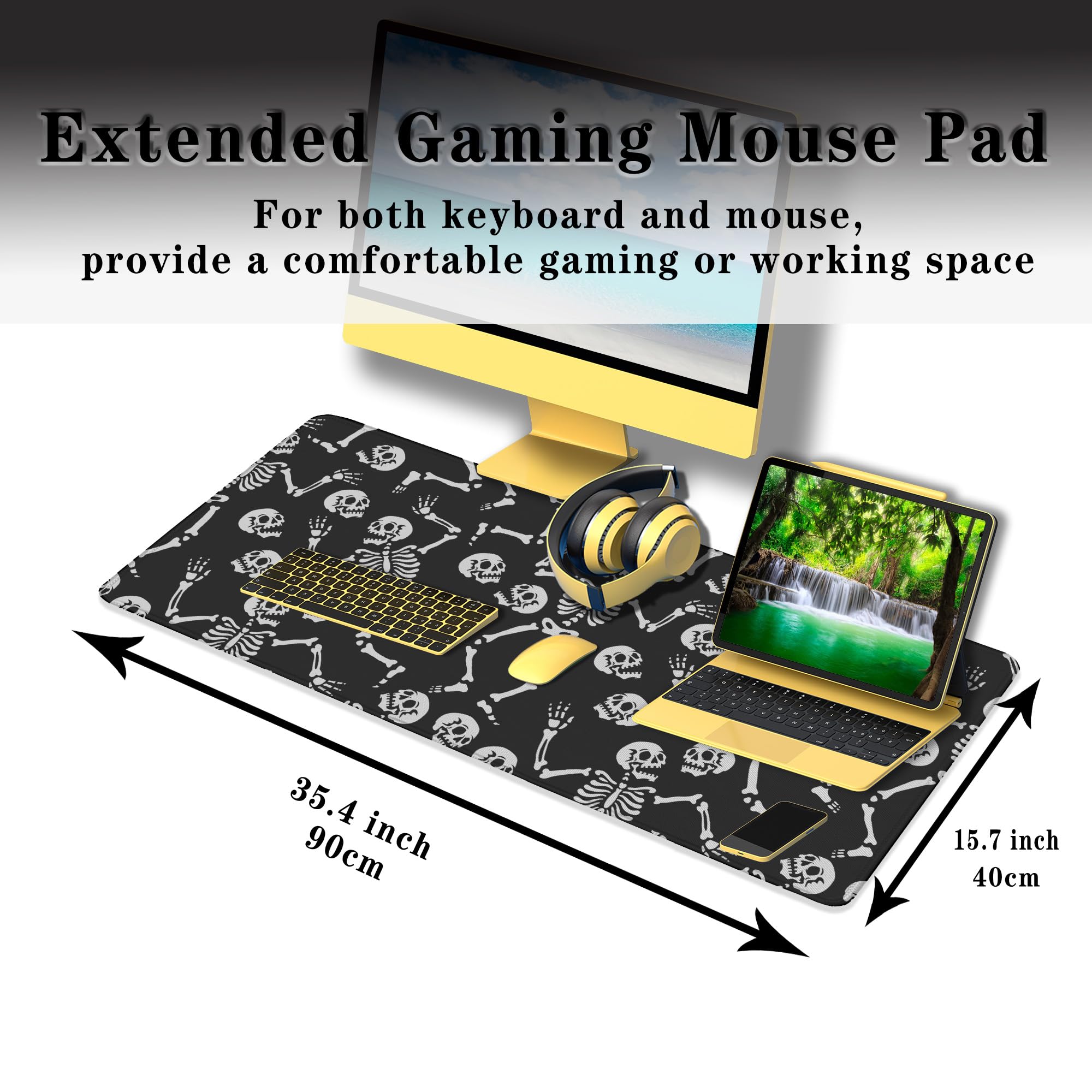Large Extended Gaing Ouse Pad With Stitched Edges, (23.6X11.8In - View #2