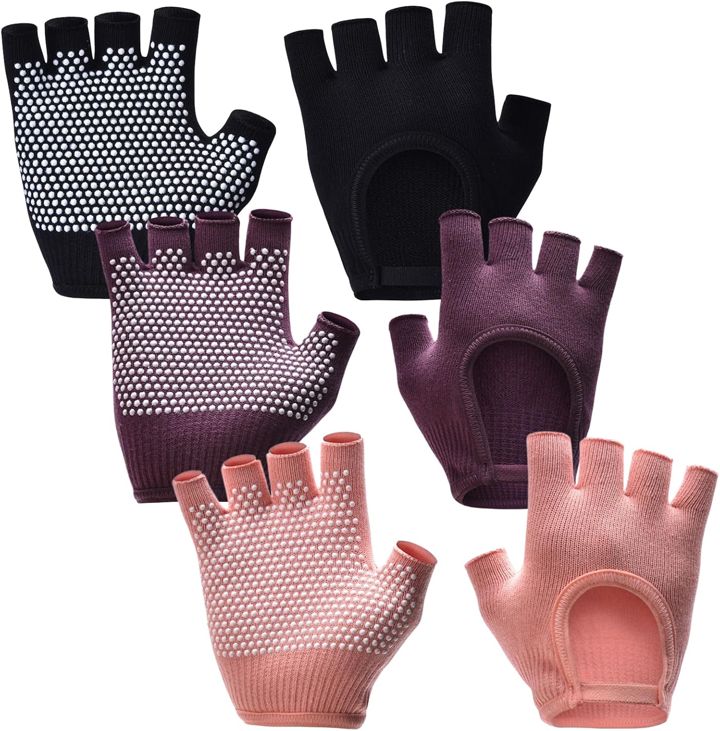 Guantes de yoga antideslizantes para mujer, guantes de pilates sin dedos, ejercicio de gimnasio, entrenamiento con pesas y fitness