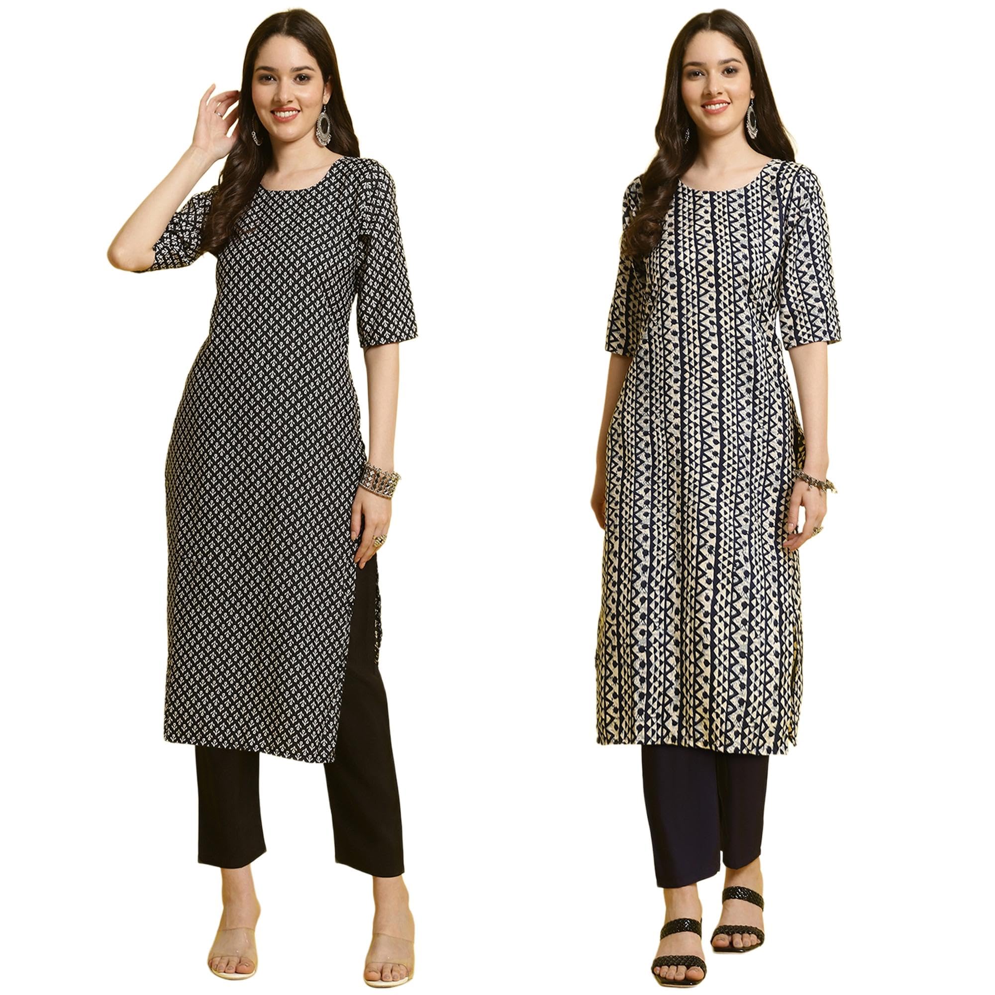 Tee Projekt Straight Kurta & Pant For Women Ethnic Kurta Set For Women (Pack Of 2)
