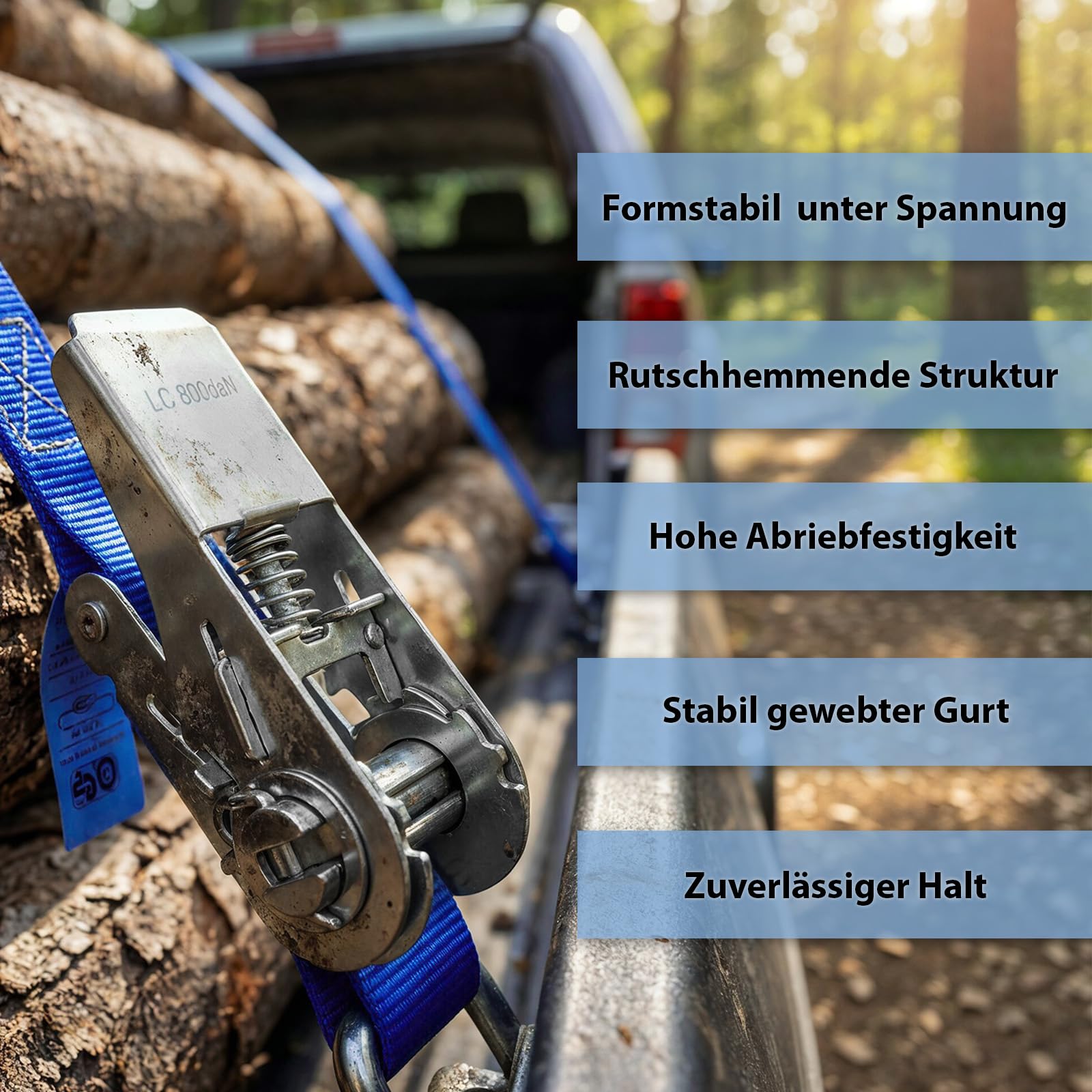 BB Sport Spanngurt mit Ratsche 4er Set TÜV 6 m 25 mm Zurrgurt 800 kg - Image 4