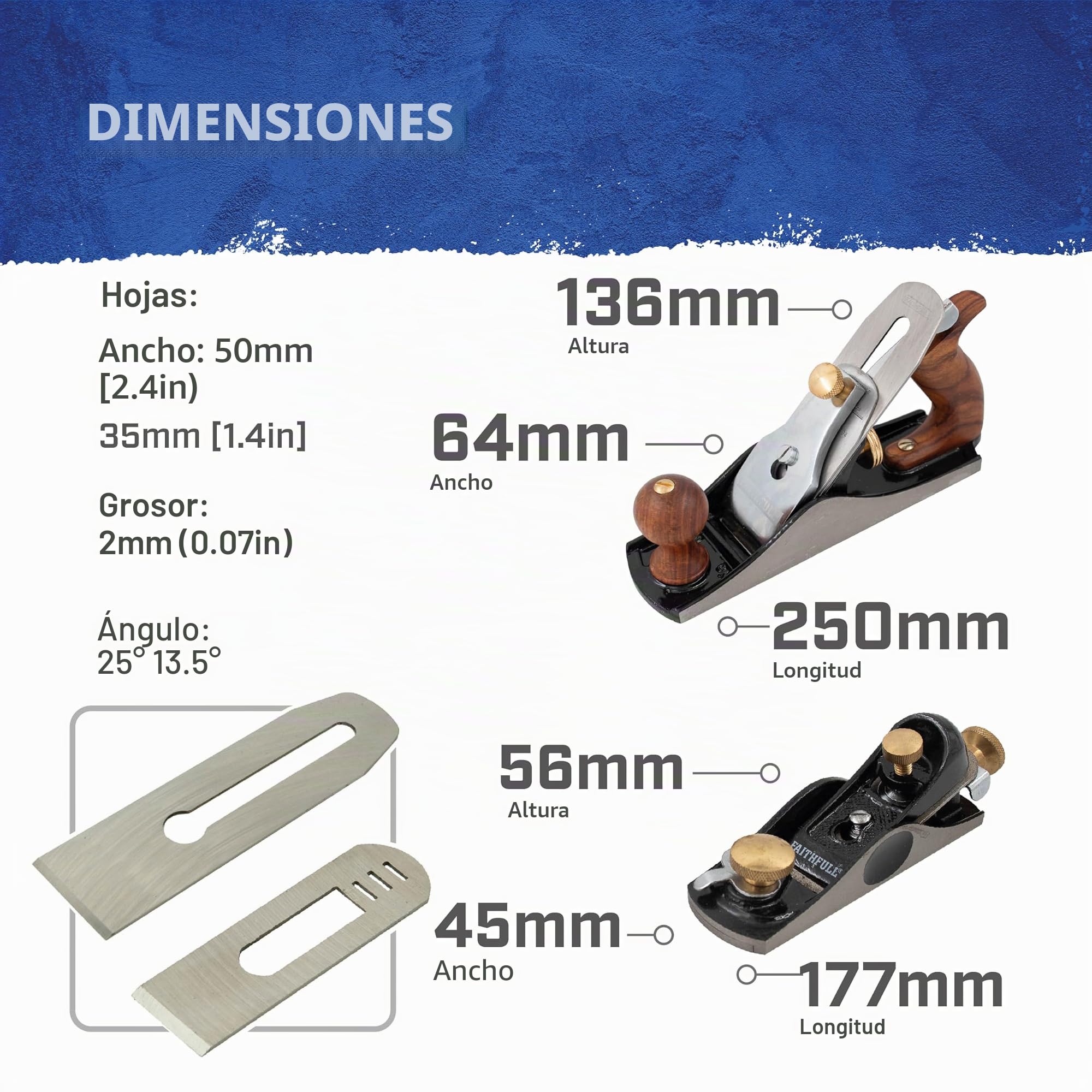 Coffret de rabots Faithfull n° 4 et n° 6012 dans un coffret en bois – Rabots à main en fonte usinés avec précision pour le lissage, l'ébarbage et le travail du bois de bout.