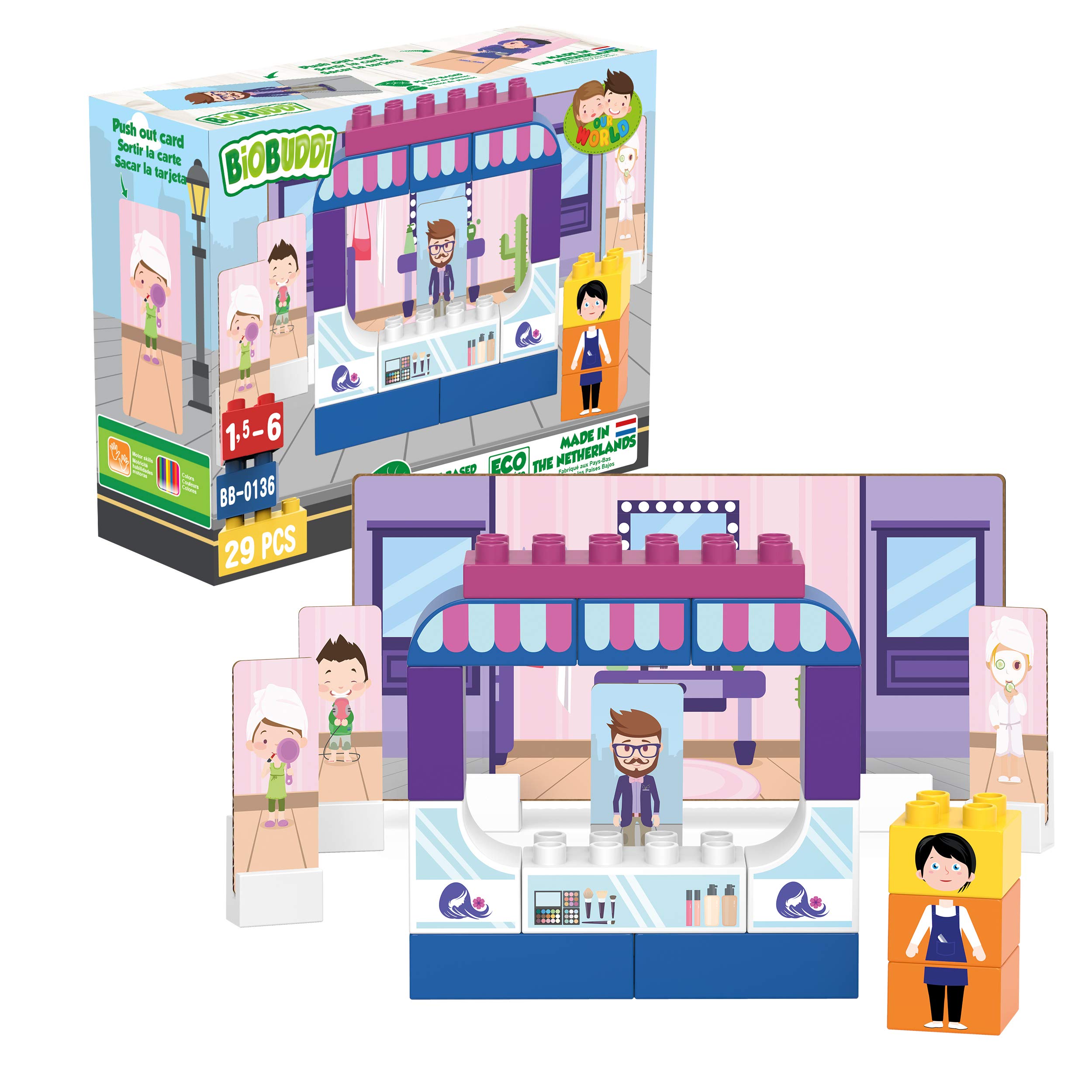 (Boutique) - BIOBUDDI City Life Boutique Set - Eco Friendly Building Blocks for Kids