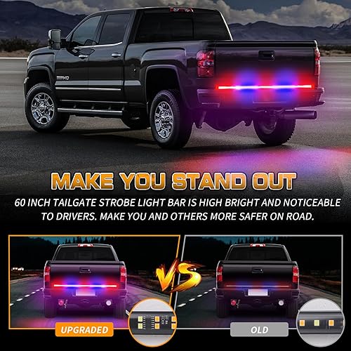 Miniatura 8 de XRIDONSEN Tira de luces estroboscópicas de emergencia de 60 pulgadas para camión de emergencia, 360 LED, barra de luces traseras intermitentes de