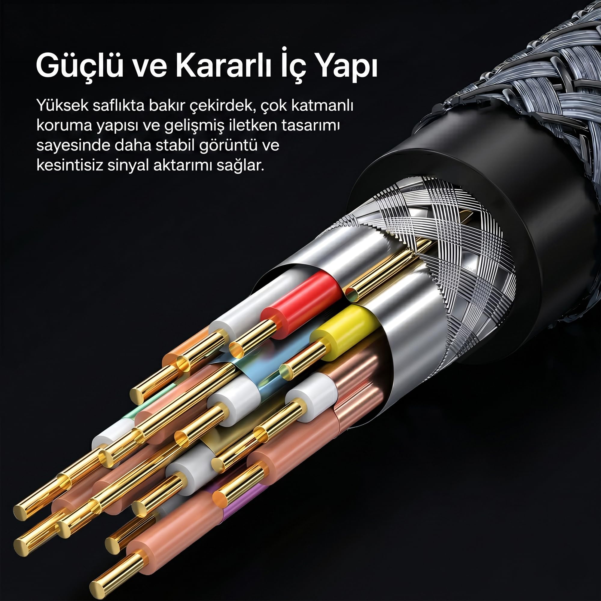 Furalis 8K DisplayPort Kablosu DP 1.4 (3 METRE) - 8K 60Hz / 4K 144Hz / 2K 165Hz - HDR10, 3D, Ses+Görüntü - Alüminyum Gövdeli ve Örgülü Gaming Monitör Kablosu