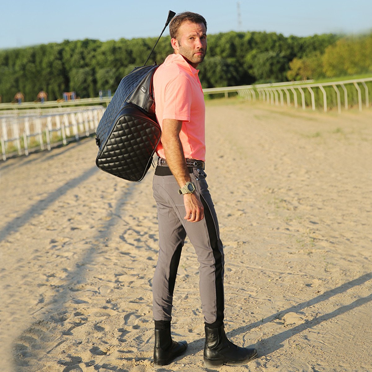 Sport Tent-Reitstiefeltasche Professionelle Stiefeltasche aus Leder Helmtasche Kombitasche Reittasche mit Helmfache