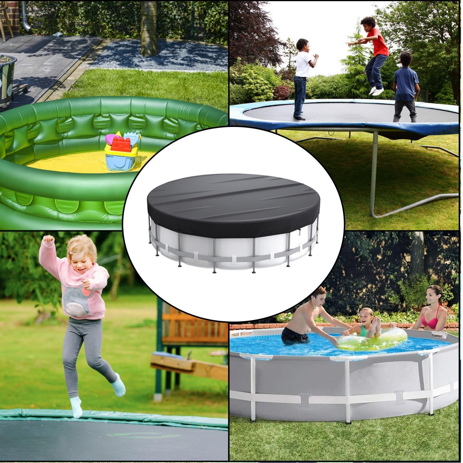Copertura per piscina rotonda, in tessuto Oxford ad alta densità, coperture solari per piscine fuori terra, protezione invernale per piscina con