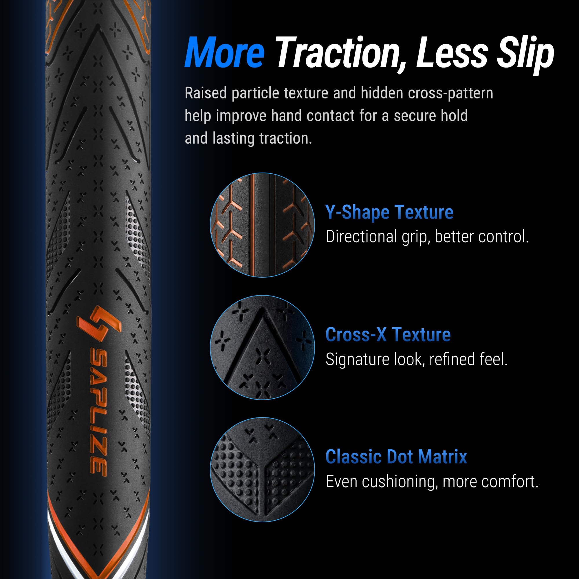 SAPLIZE G50 Endurance - Juego de empuñaduras de golf, un equipo de nivel profesional imprescindible, empuñaduras de goma de alta adherencia de alta durabilidad diseñadas para un control constante de