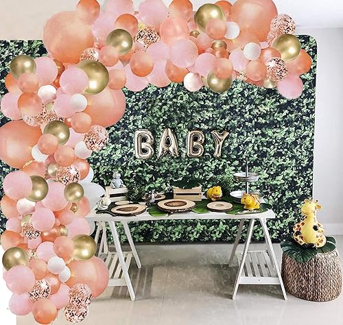 Kit de arco de guirnalda de globos de oro rosa de 16 pies de largo, color rosa y confeti, paquete de globos de látex para cumpleaños, baby shower,