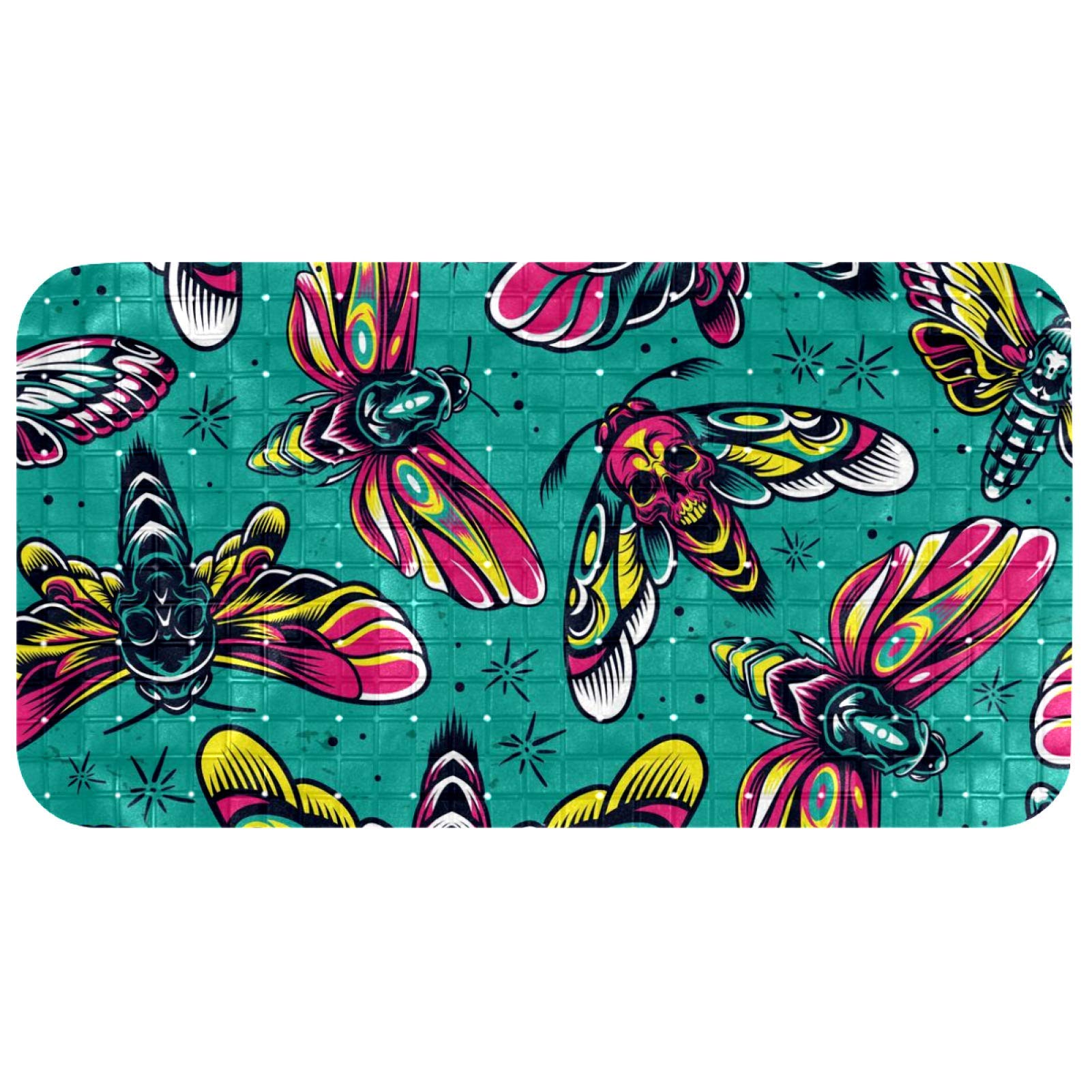 Tapis de bain lavable en machine Bennigiry 37 x 67 cm tête de mort