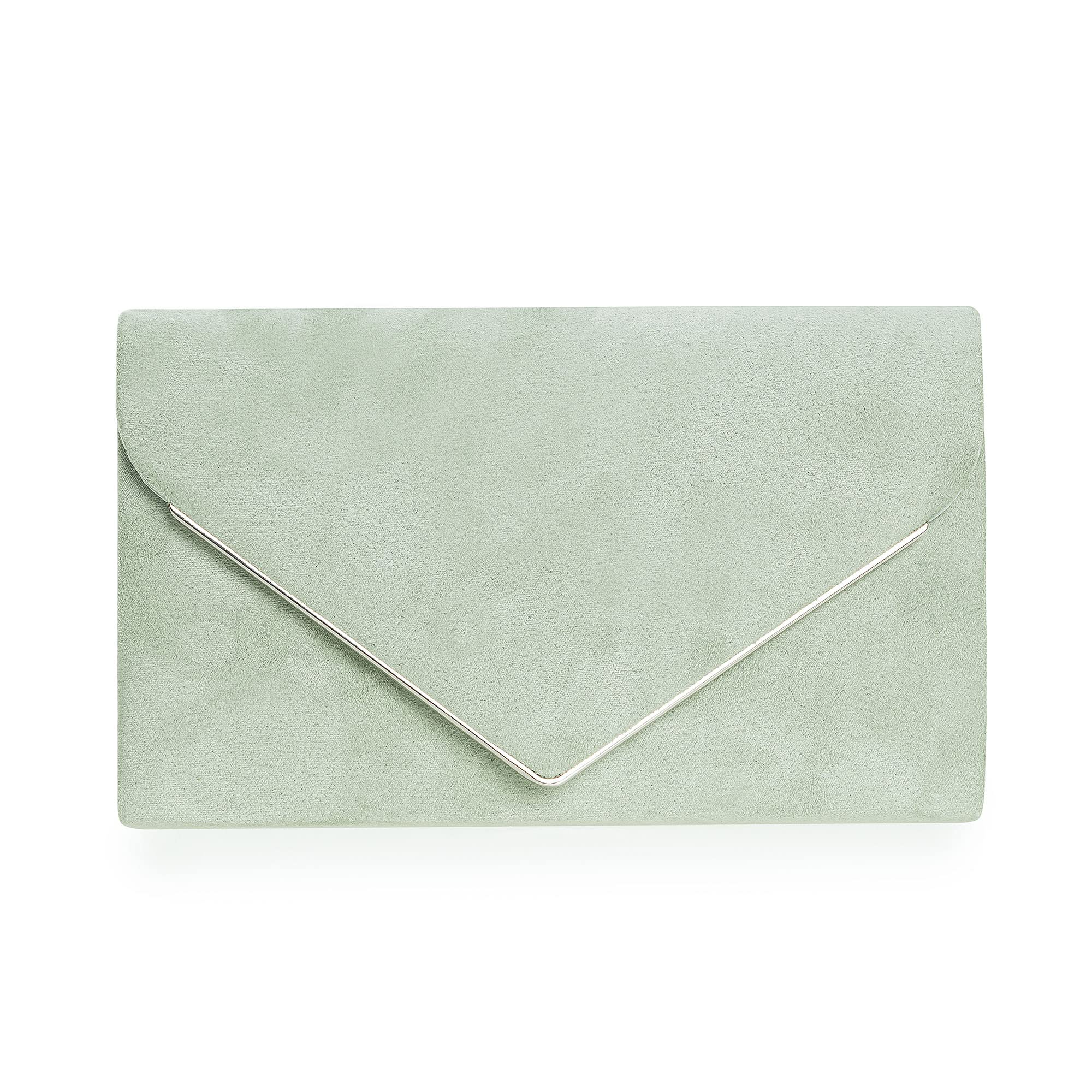 CHARMING TAILOR Faux Suede Clutch Bag Elegant Metal Binding Evening Purse for Wedding/Prom/Black-Tie Events