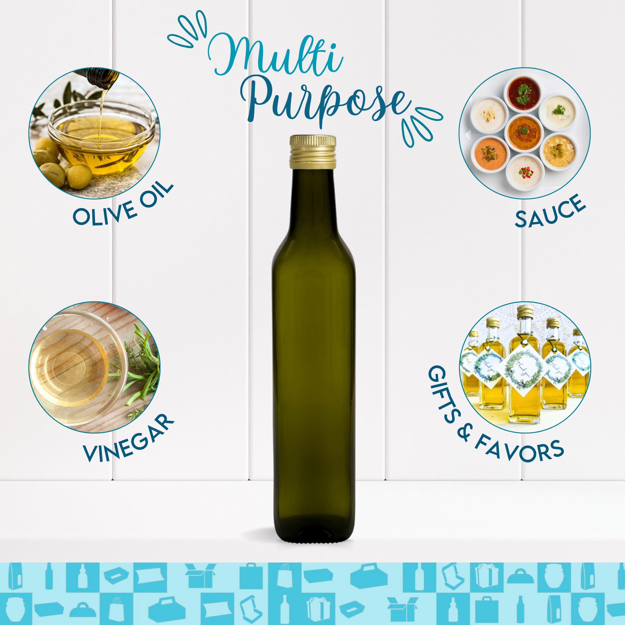 Espirito Rebelde 20 x Flaschen aus dunklem Glas, 500 ml, mit goldfarbenem Schraubverschluss, mit Ausgießer, Olivenöl, Essig, Alkohol – Ölbehälter aus Glas