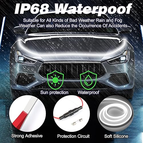 Miniatura 5 de Vodolo Tira de luz LED para exteriores de automóvil tira de luz flexible de 70 pulgadas luz de circulación diurna impermeable para automóviles SUV